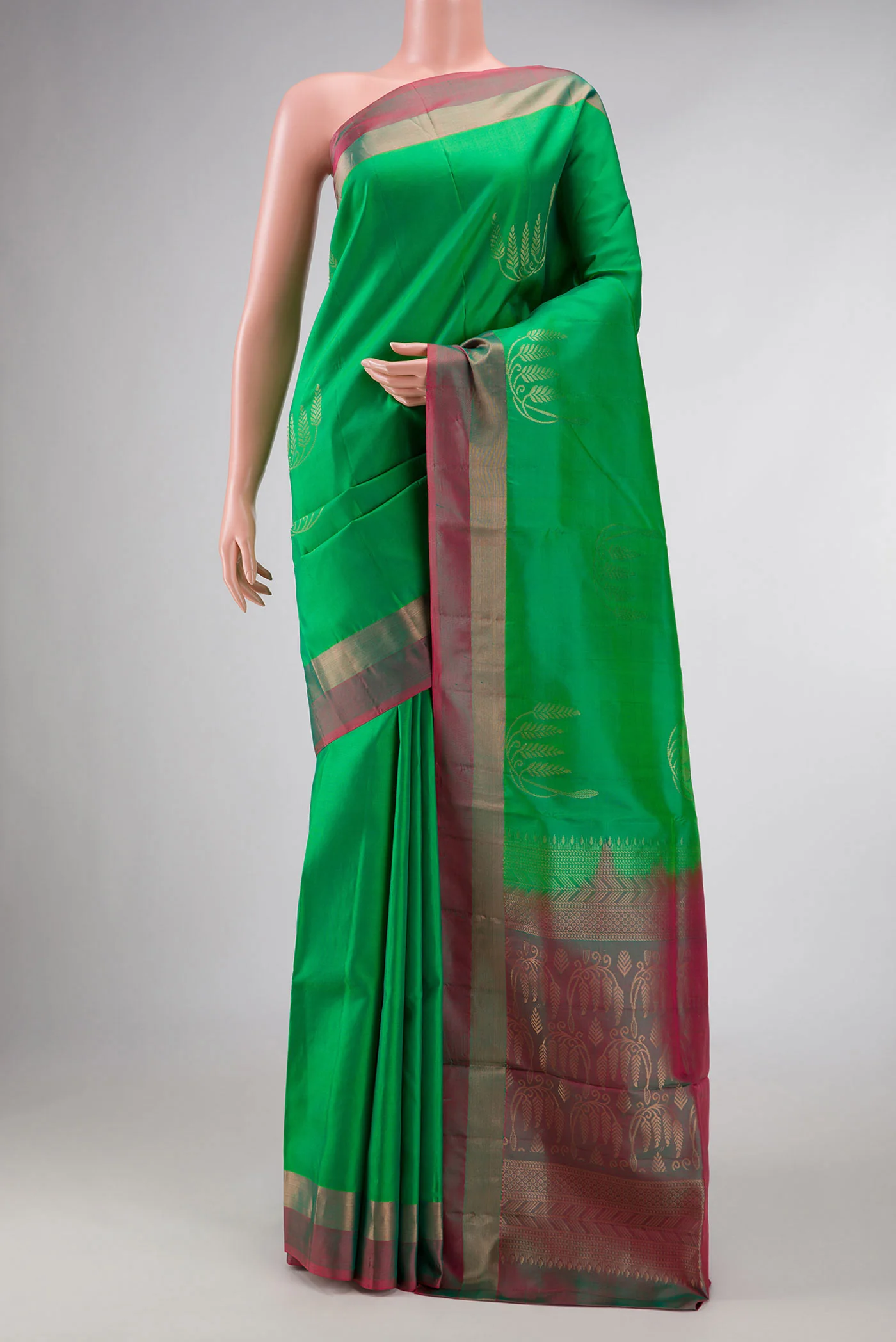 Green Dual Tone Soft Silk Saree
