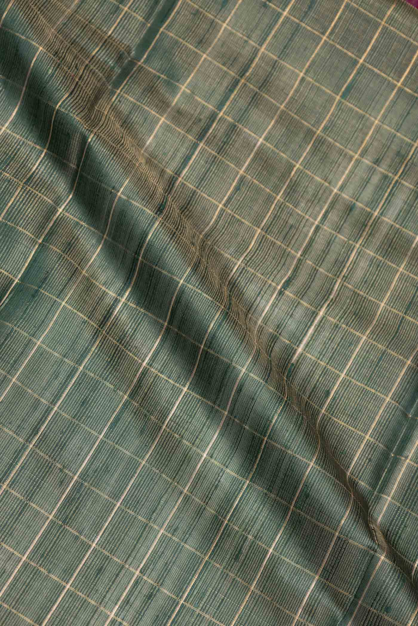 Green Dual Tone Tussar Saree - Image 2