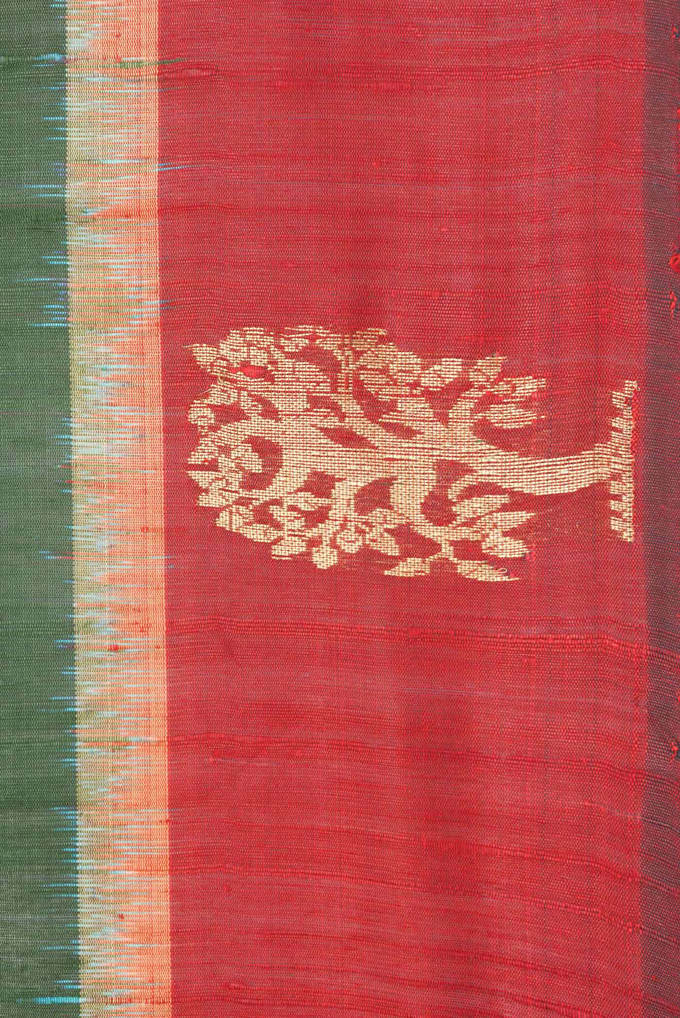 Green Dual Tone Tussar Saree - Image 3