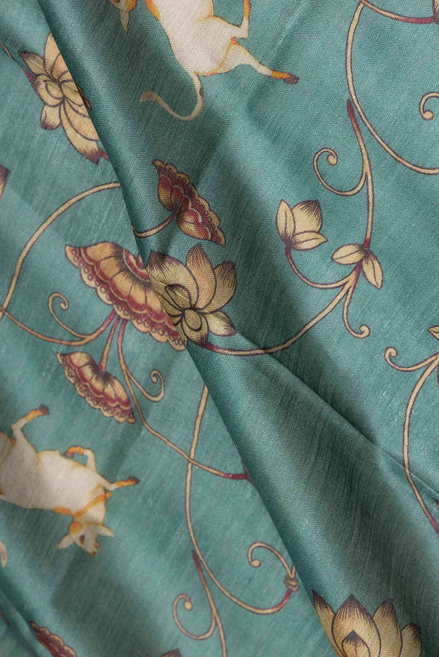 Green Dual Tone Tussar Saree - Image 2
