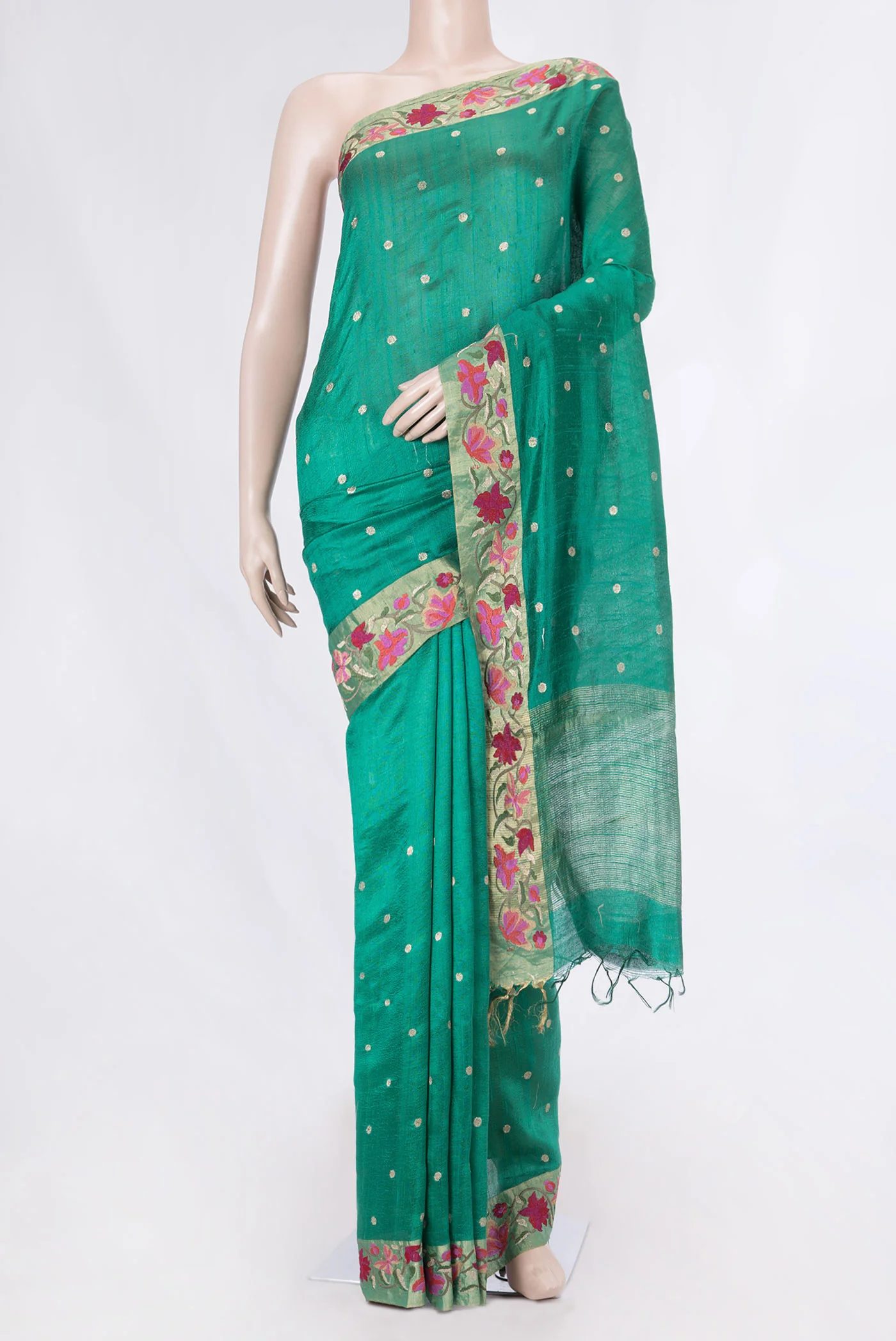 Green Tussar Silk Saree