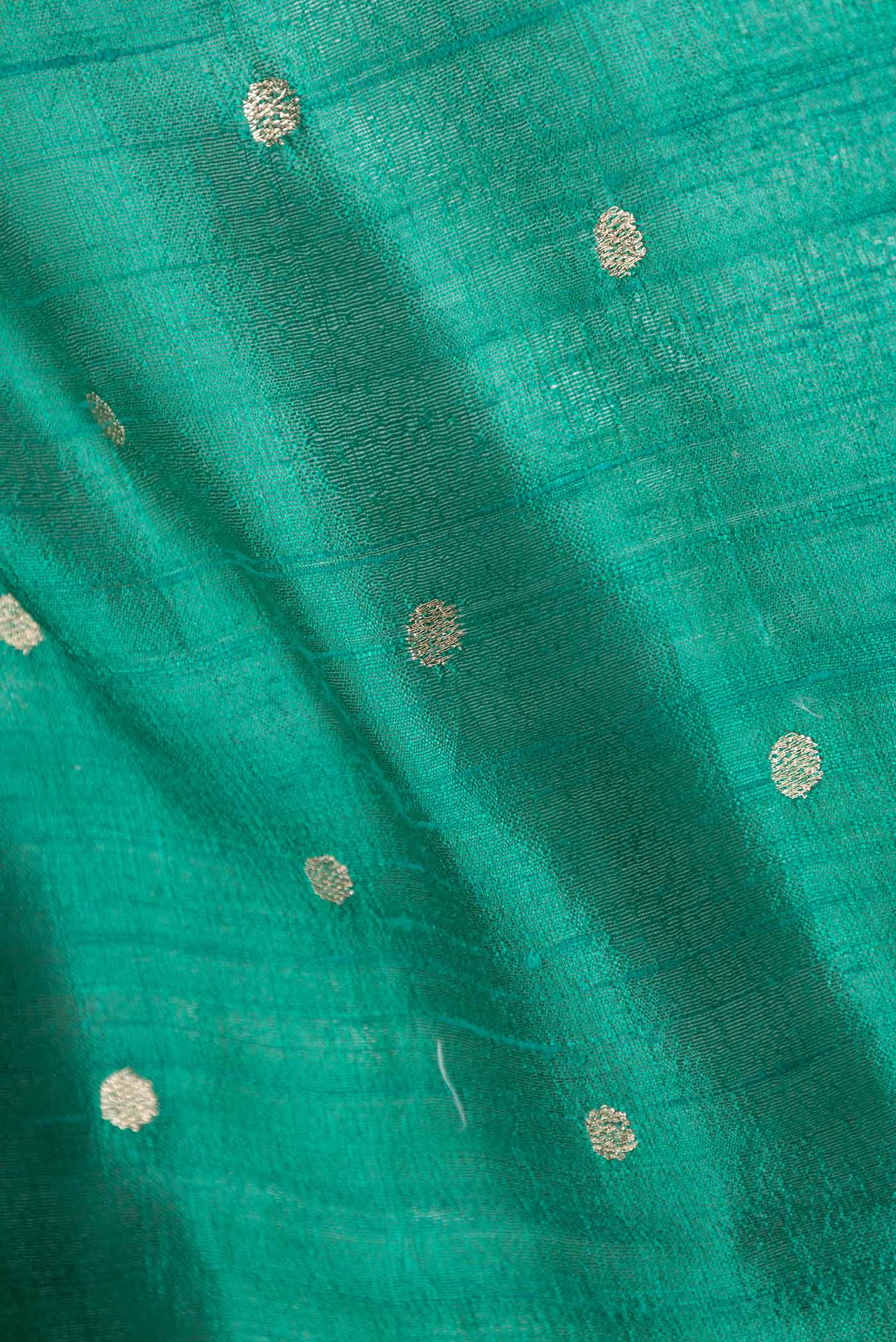 Green Tussar Silk Saree - Image 2
