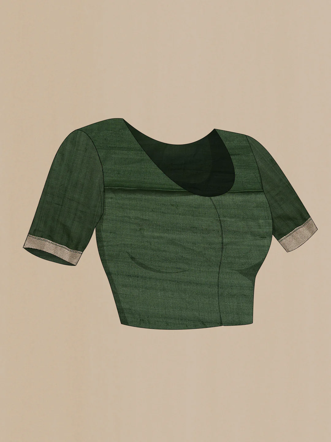 Green Dual Tone Tussar Saree - Image 4