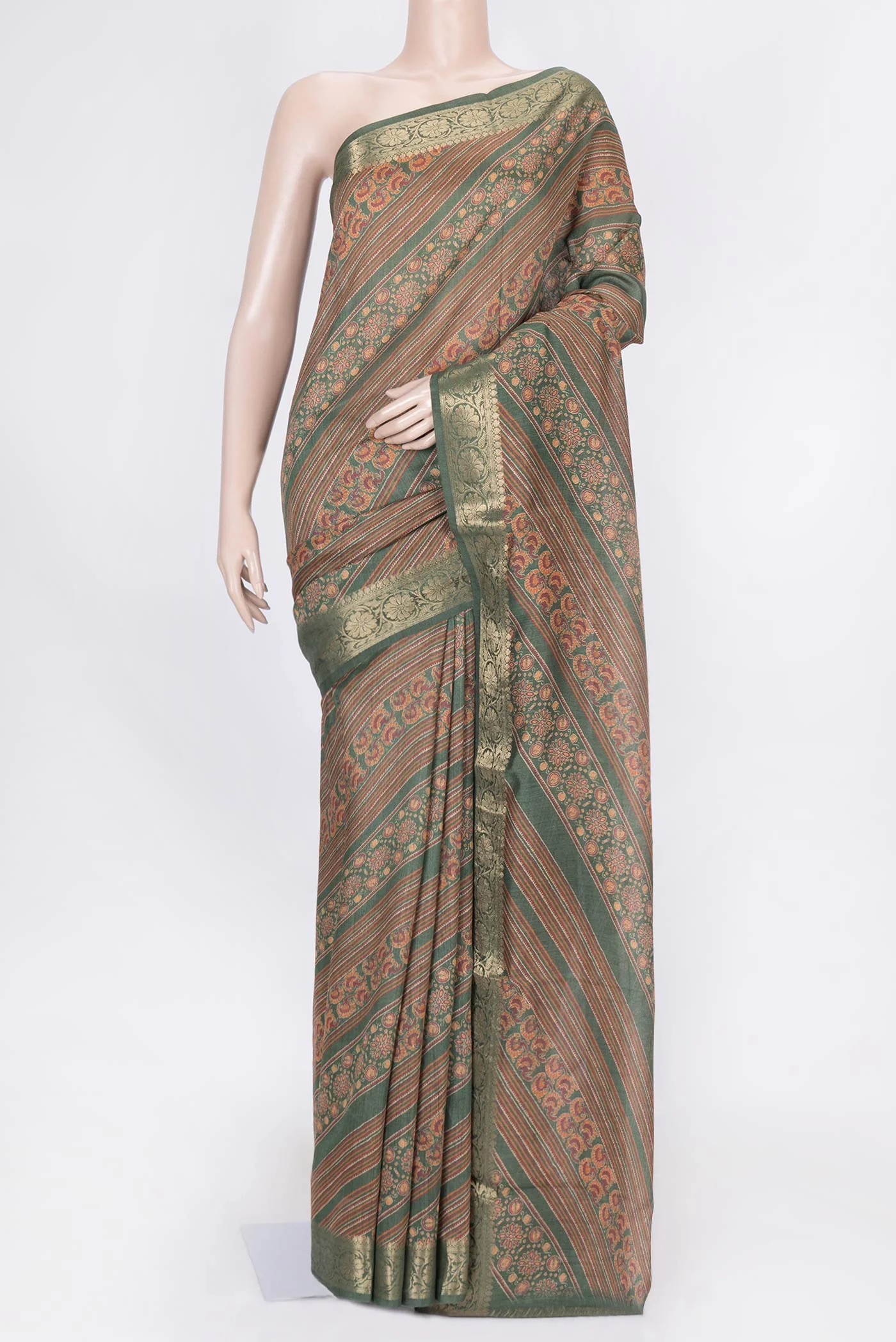 Green Dual Tone Tussar Silk Saree