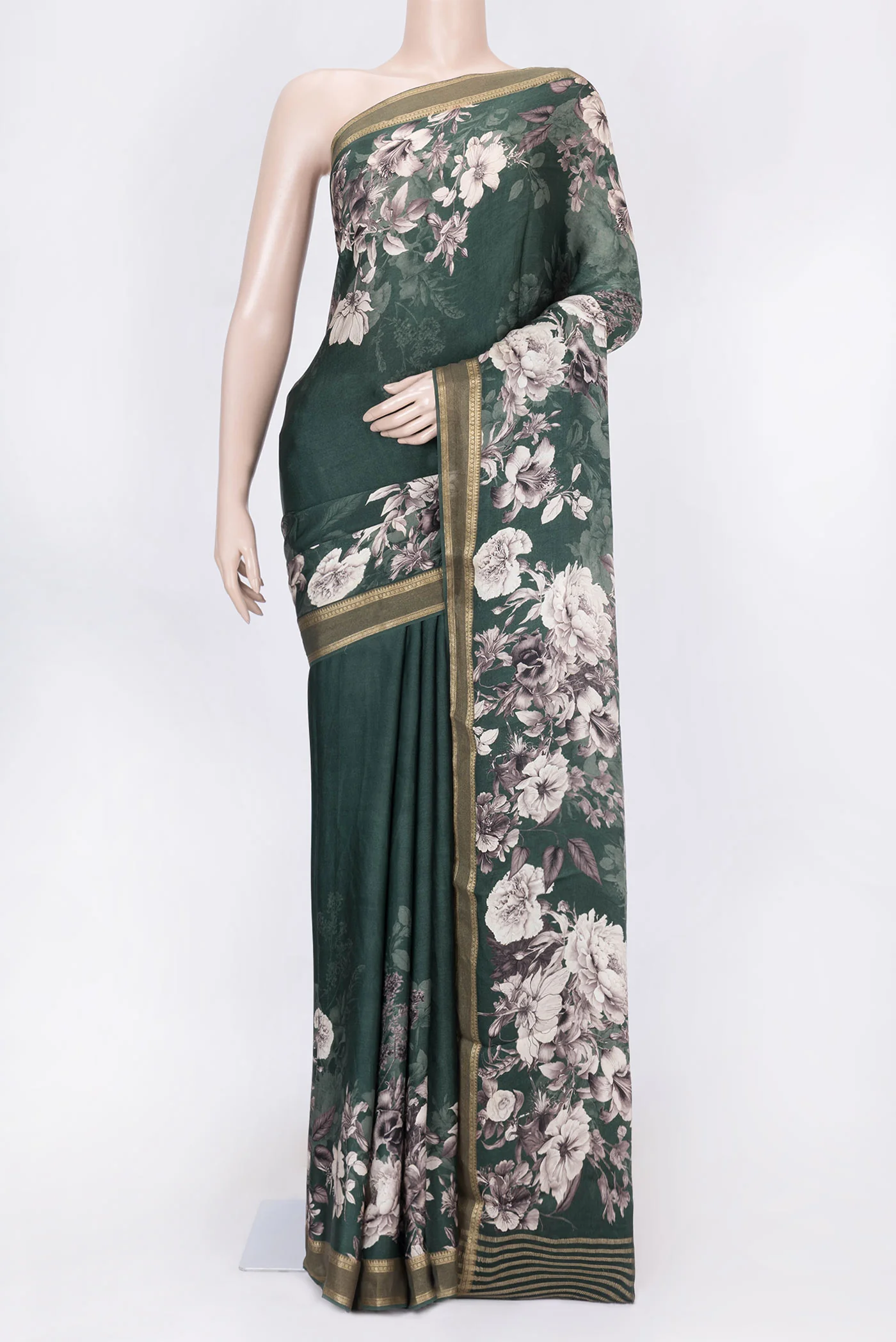 Green Dual Tone Tussar Silk Saree