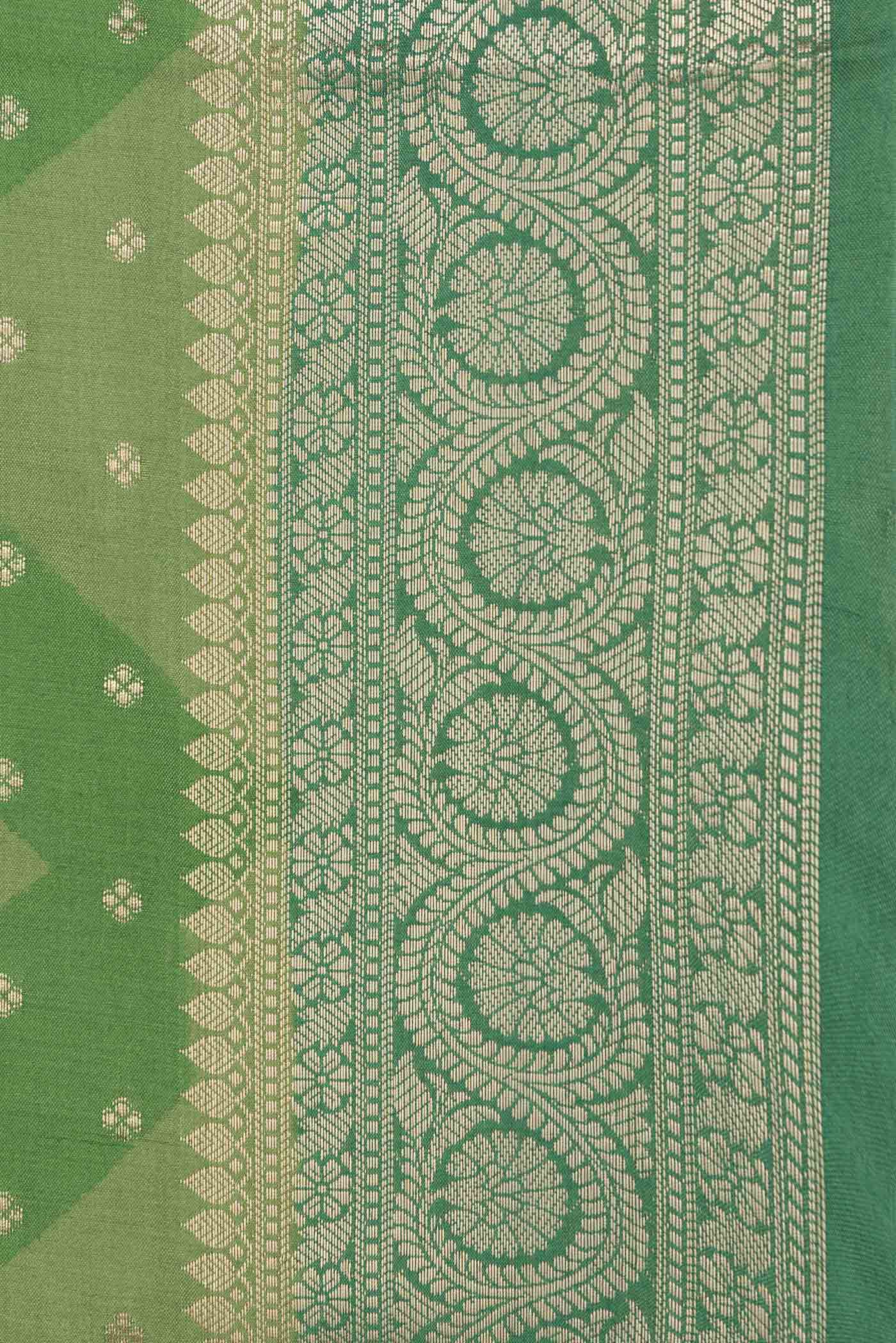 Green Dual Tone Tussar Silk Saree - Image 3