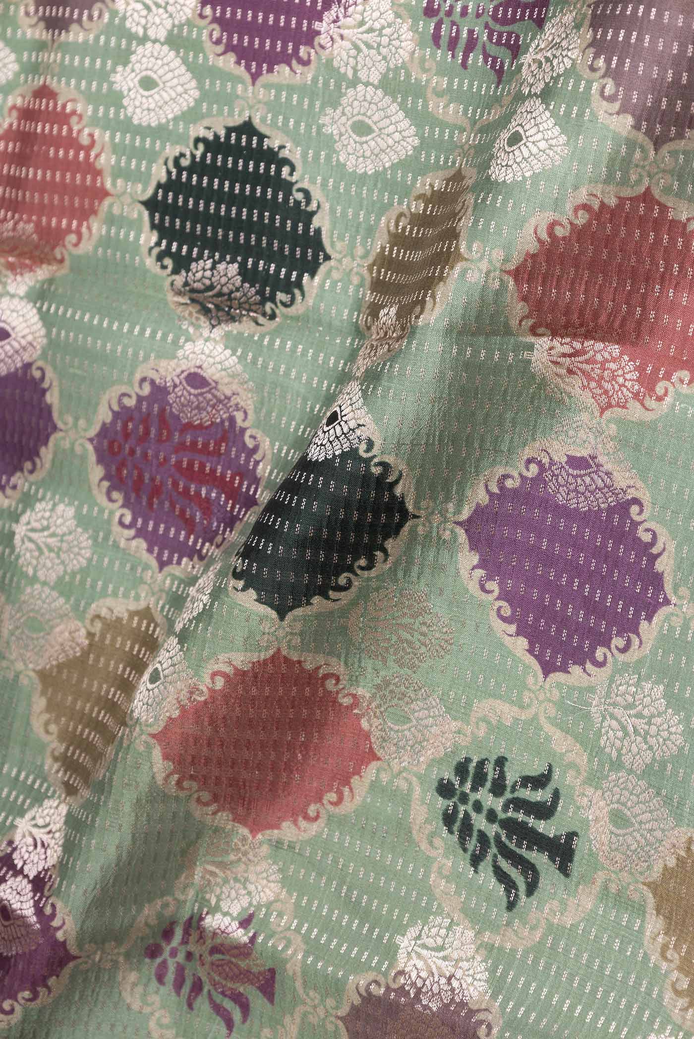 Sage Green Banarasi Raw Silk Saree - Image 2