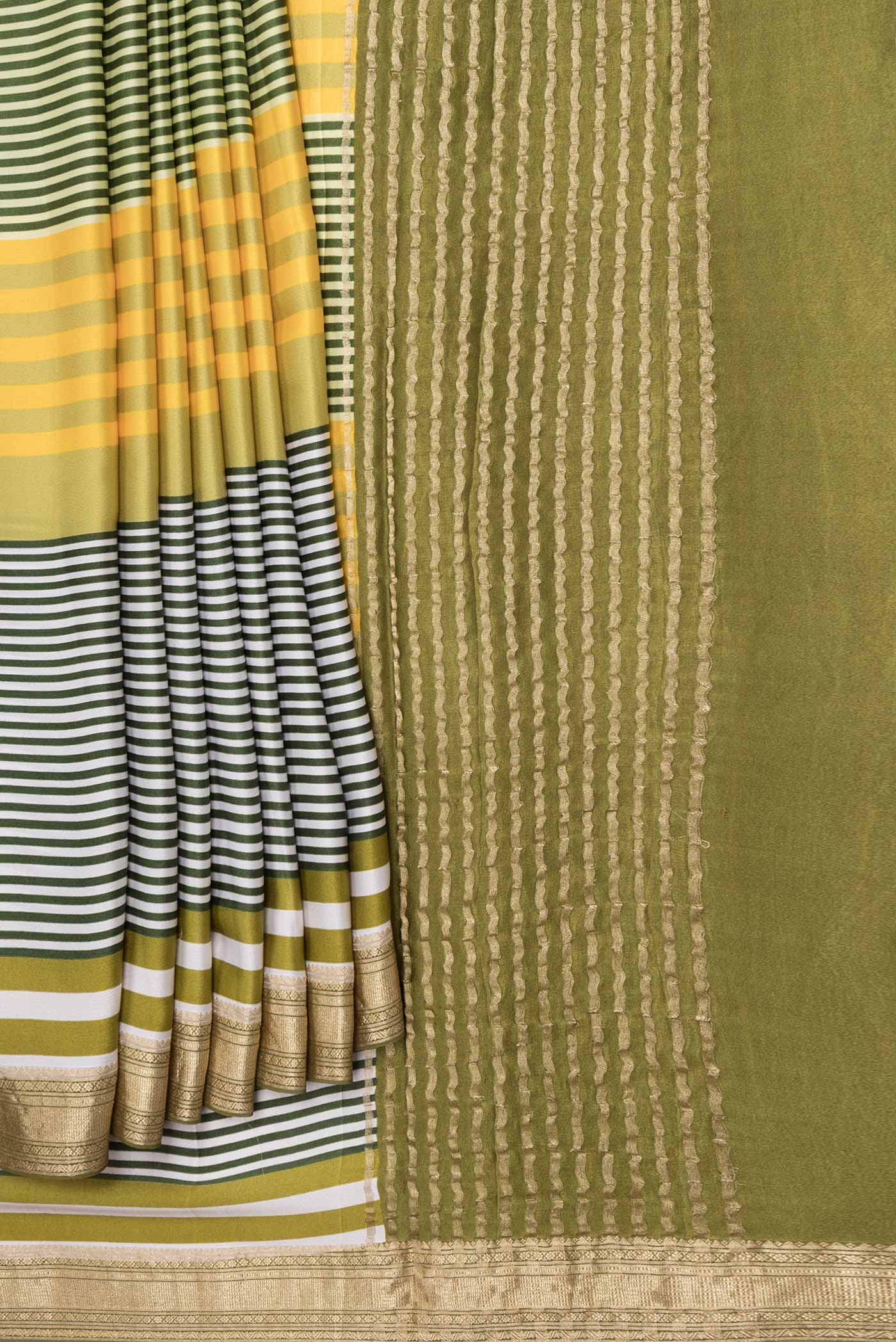 Green Satin Silk Saree - Image 4