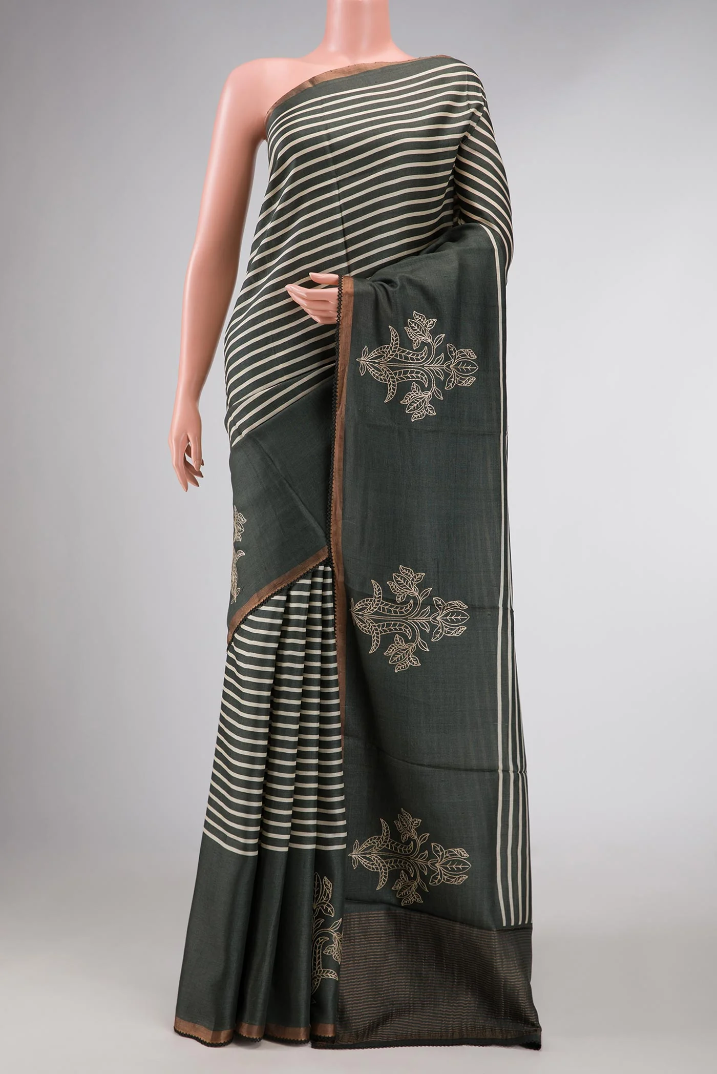 Green Dual Tone Tussar Silk Saree