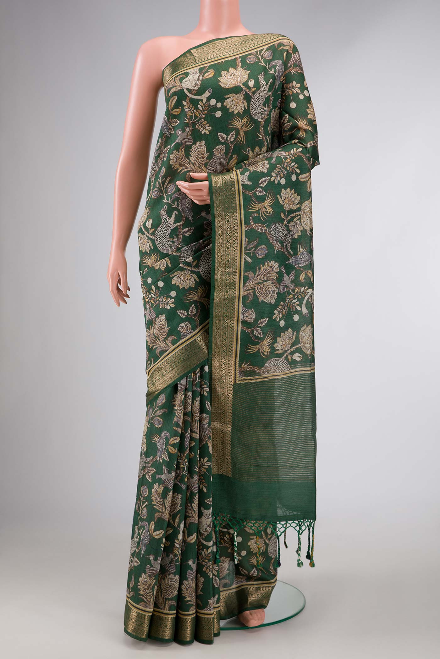 Green Dual Tone Tussar Silk Saree