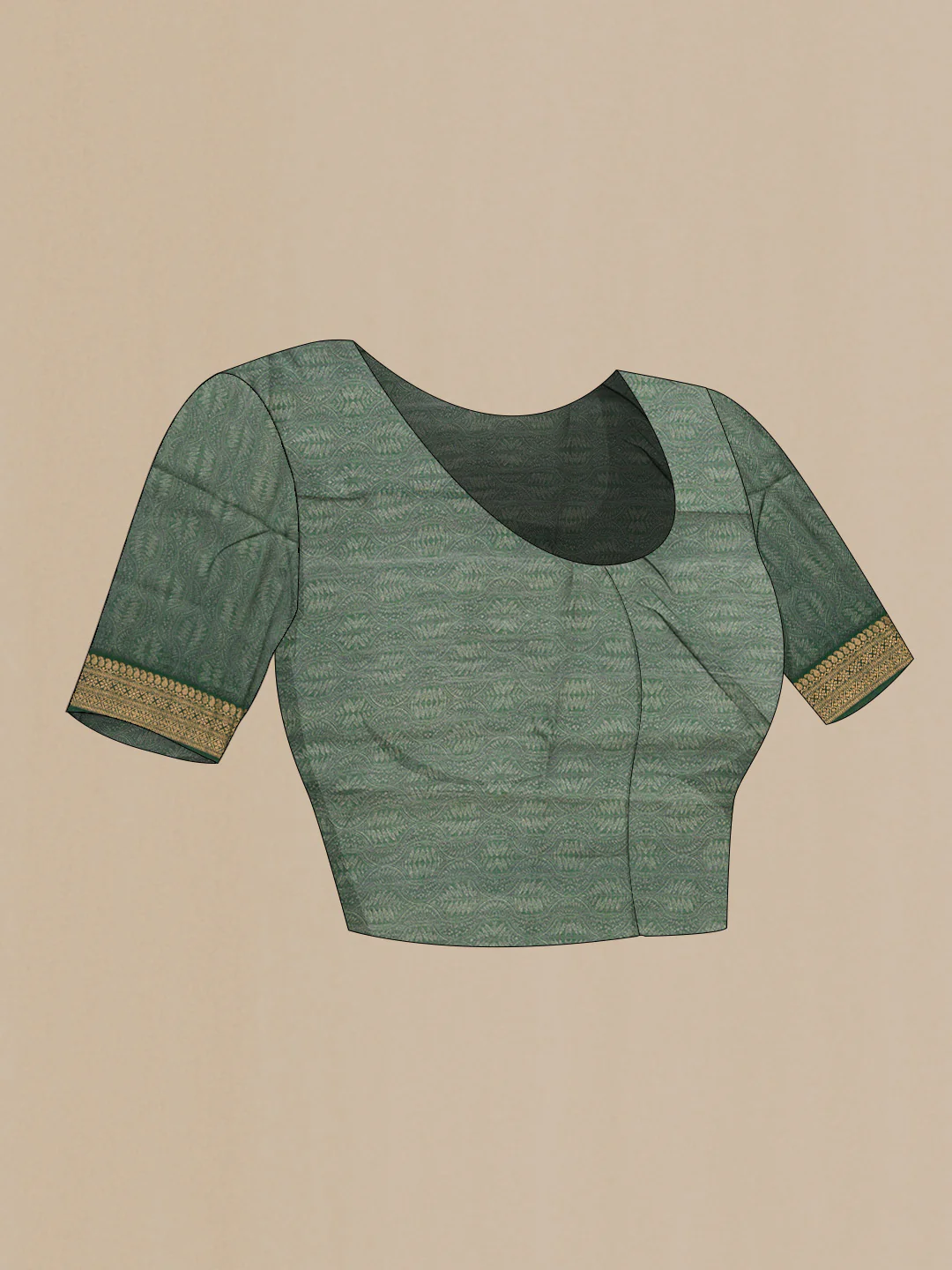 Green Dual Tone Tussar Silk Saree - Image 4