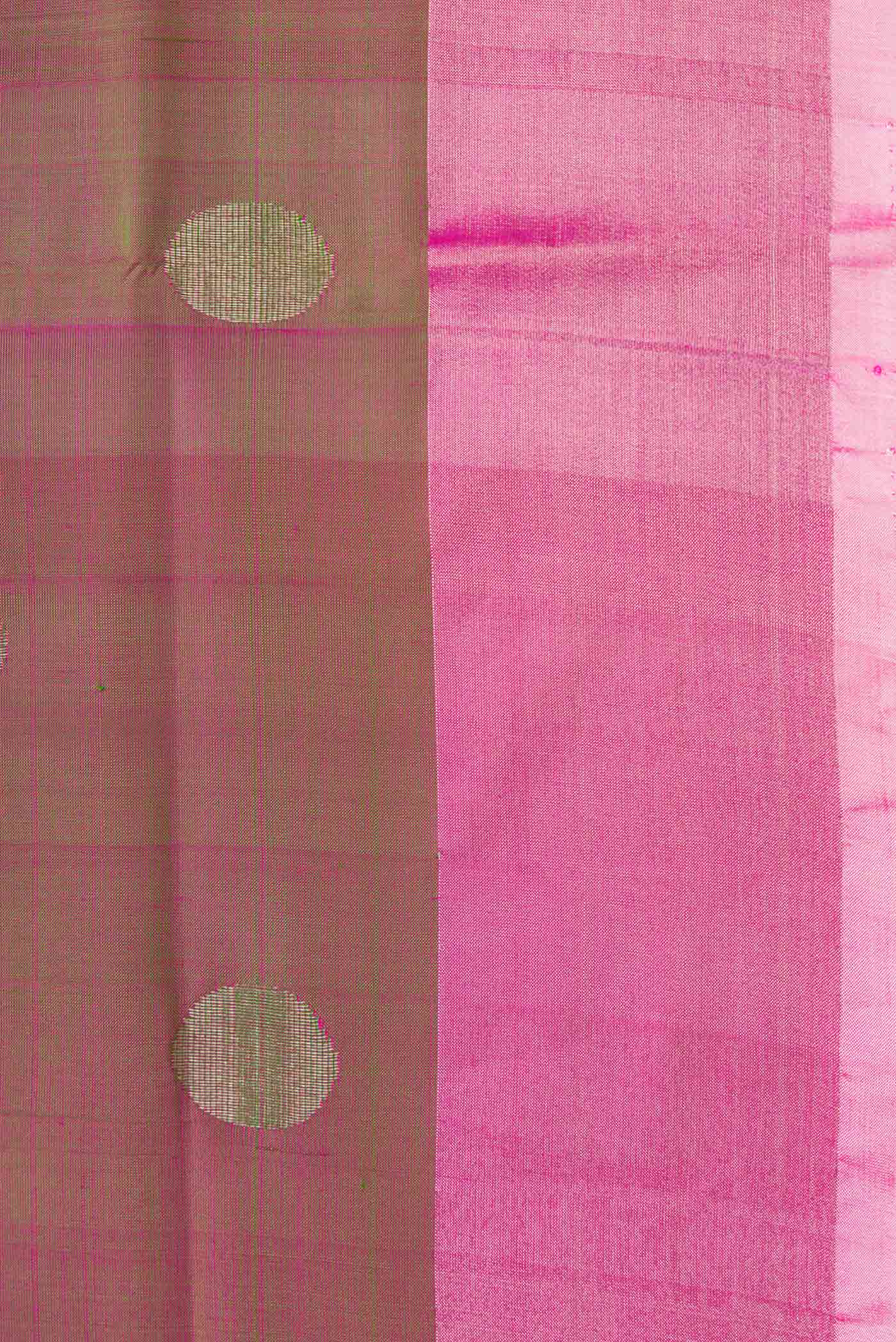 Green Dual Tone Uppada Silk Saree - Image 3