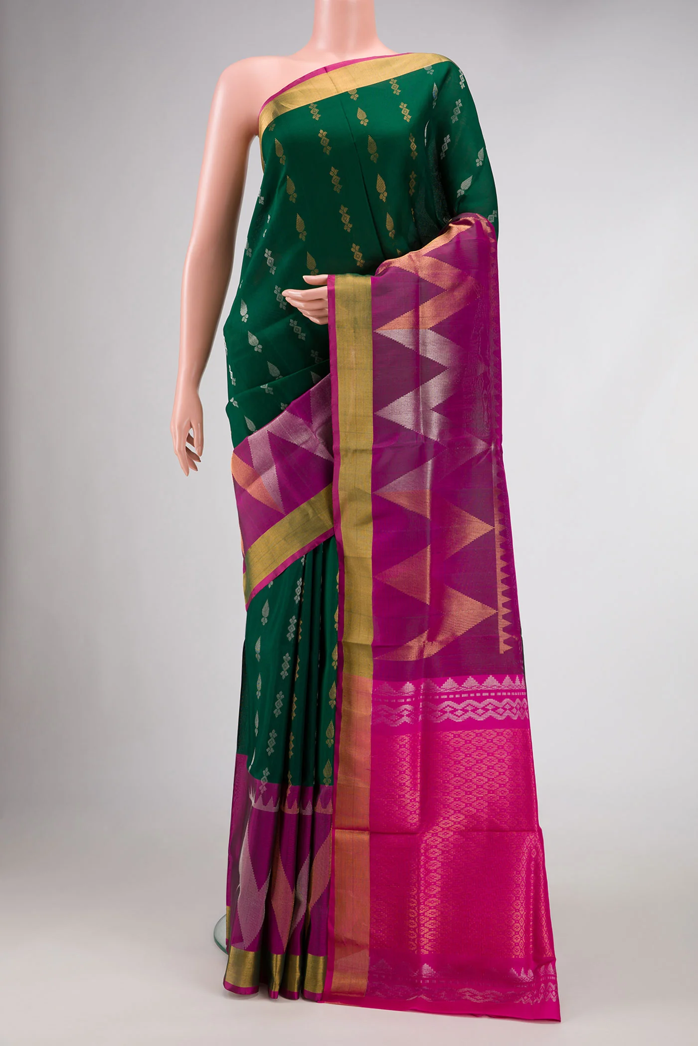 Green Dual Tone Uppada Silk Saree