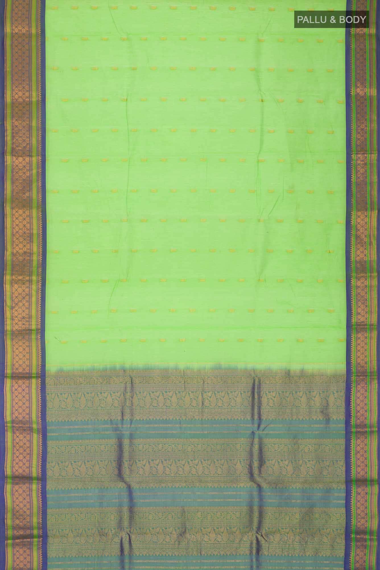 Green Gadwal Silk Cotton Saree - Image 3