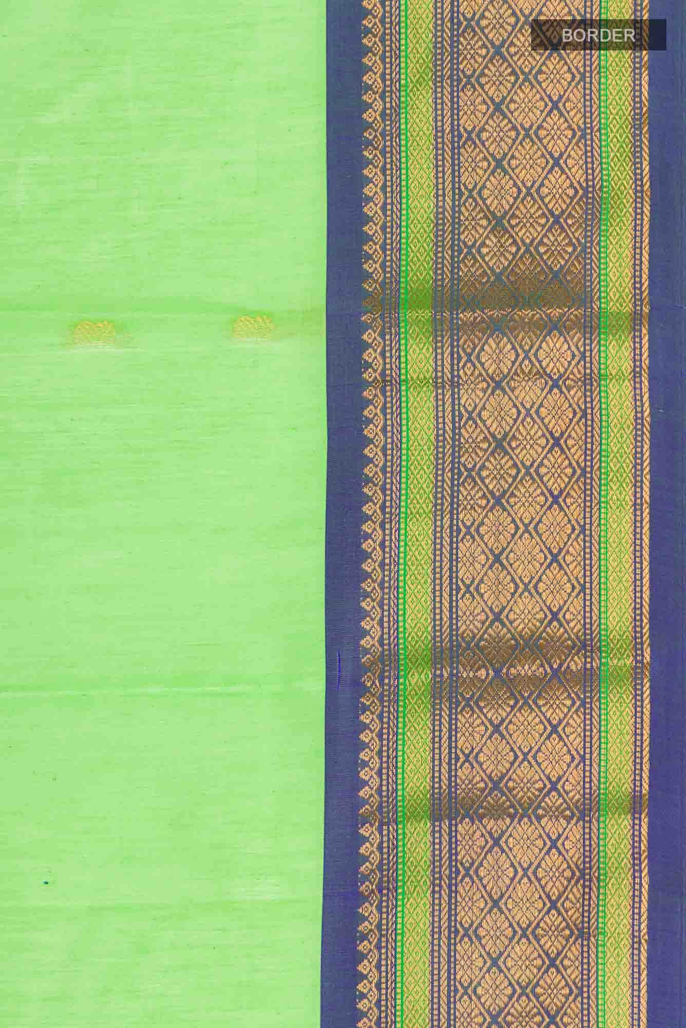 Green Gadwal Silk Cotton Saree - Image 4