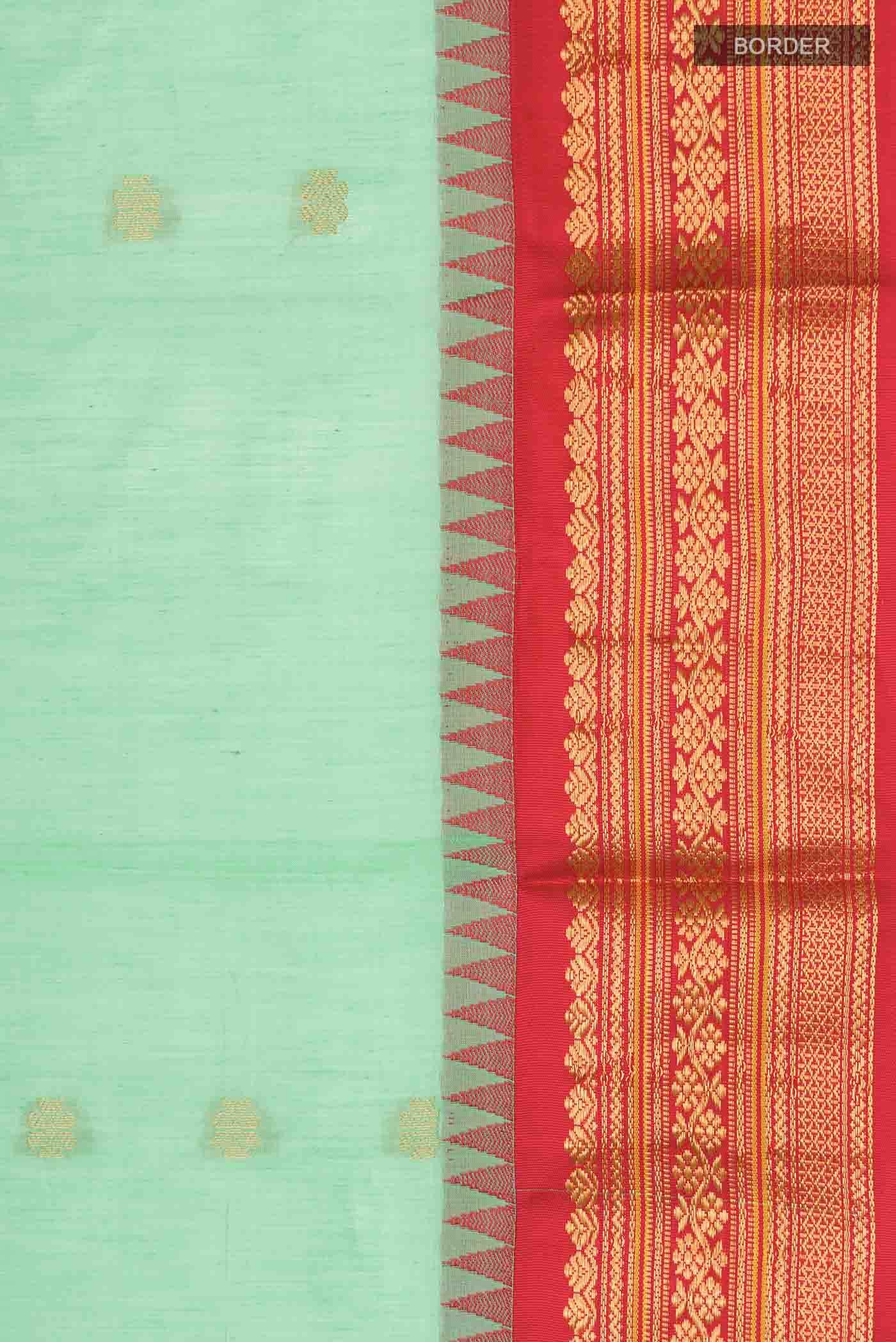 Green Gadwal Silk Cotton Saree - Image 4