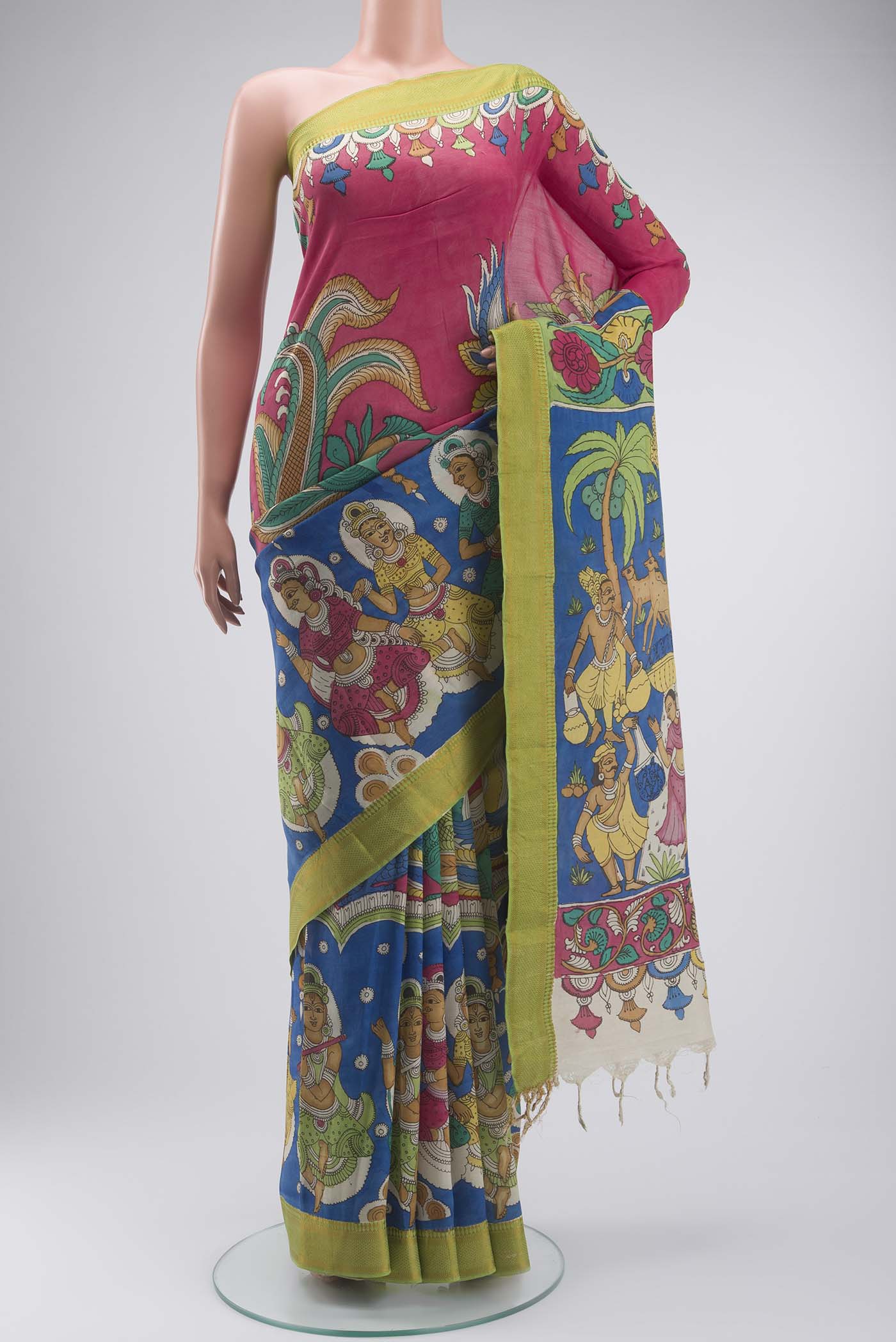 Green Kalamkari Cotton Saree
