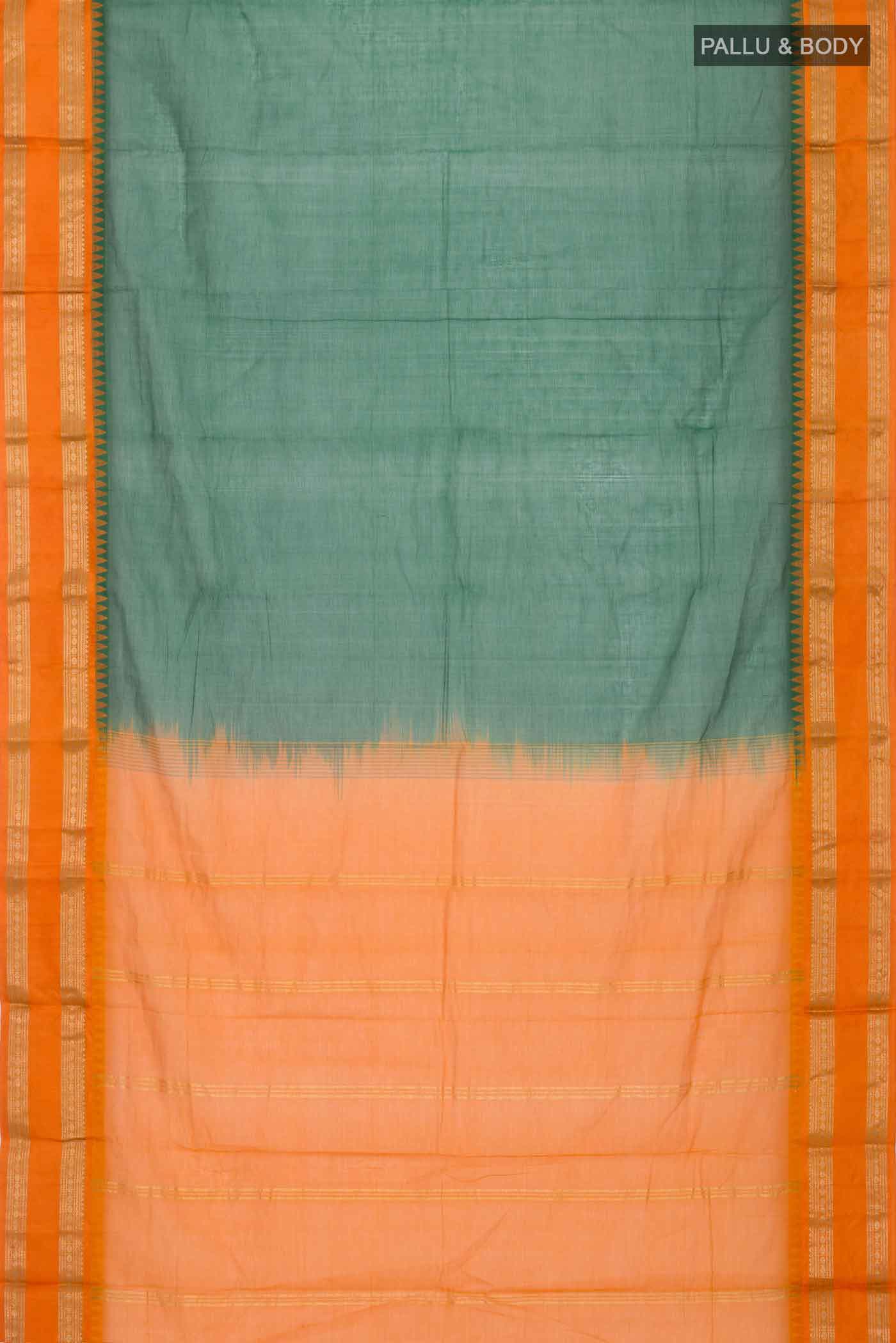 Green Kanchi Cotton Saree - Image 3