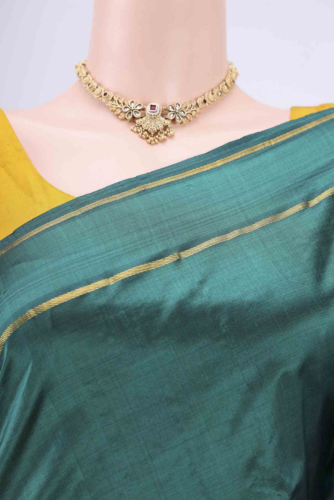Green Kanchipuram Silk Saree - Image 2