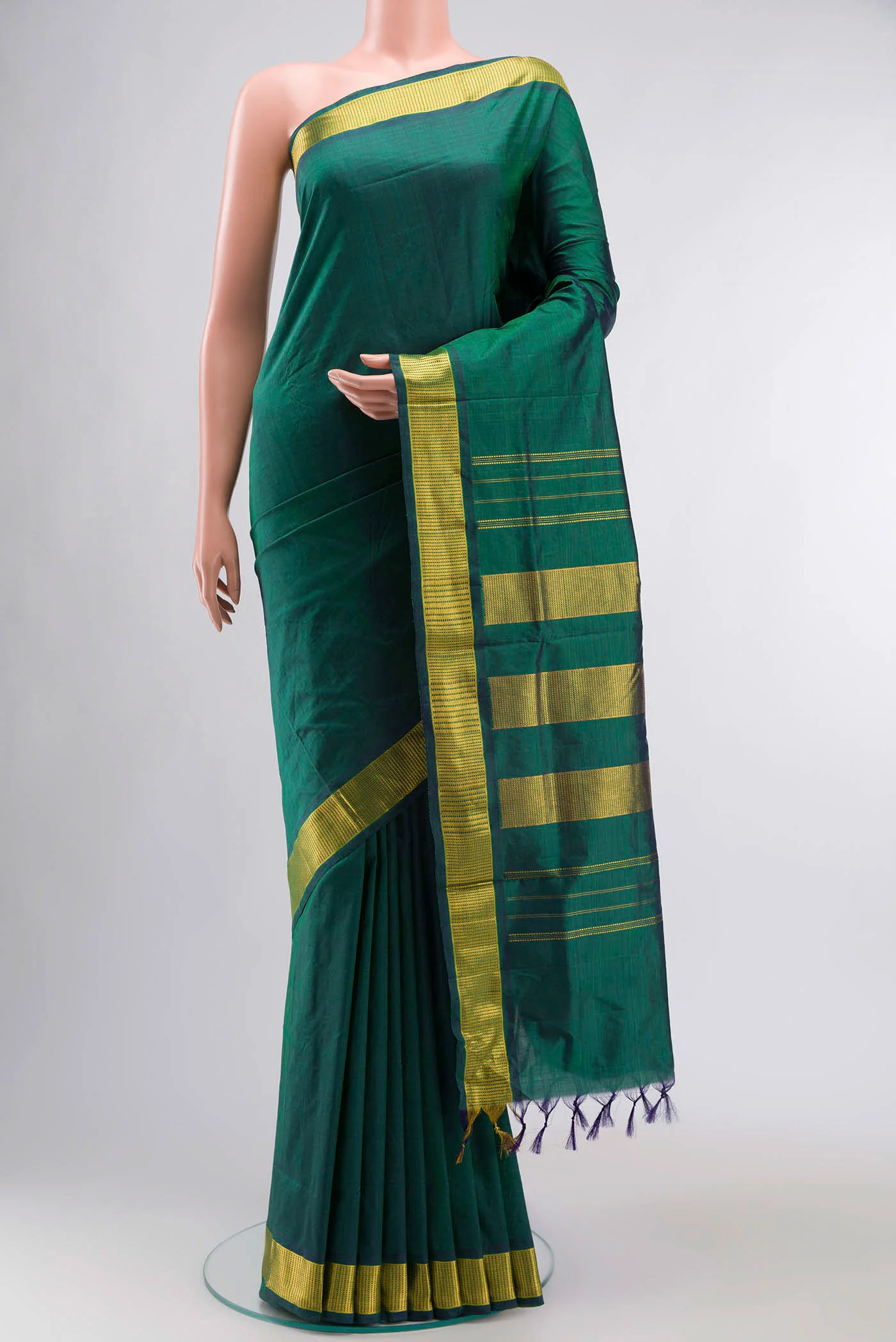 Green Kanjivaram Silk Nine Yards Saree