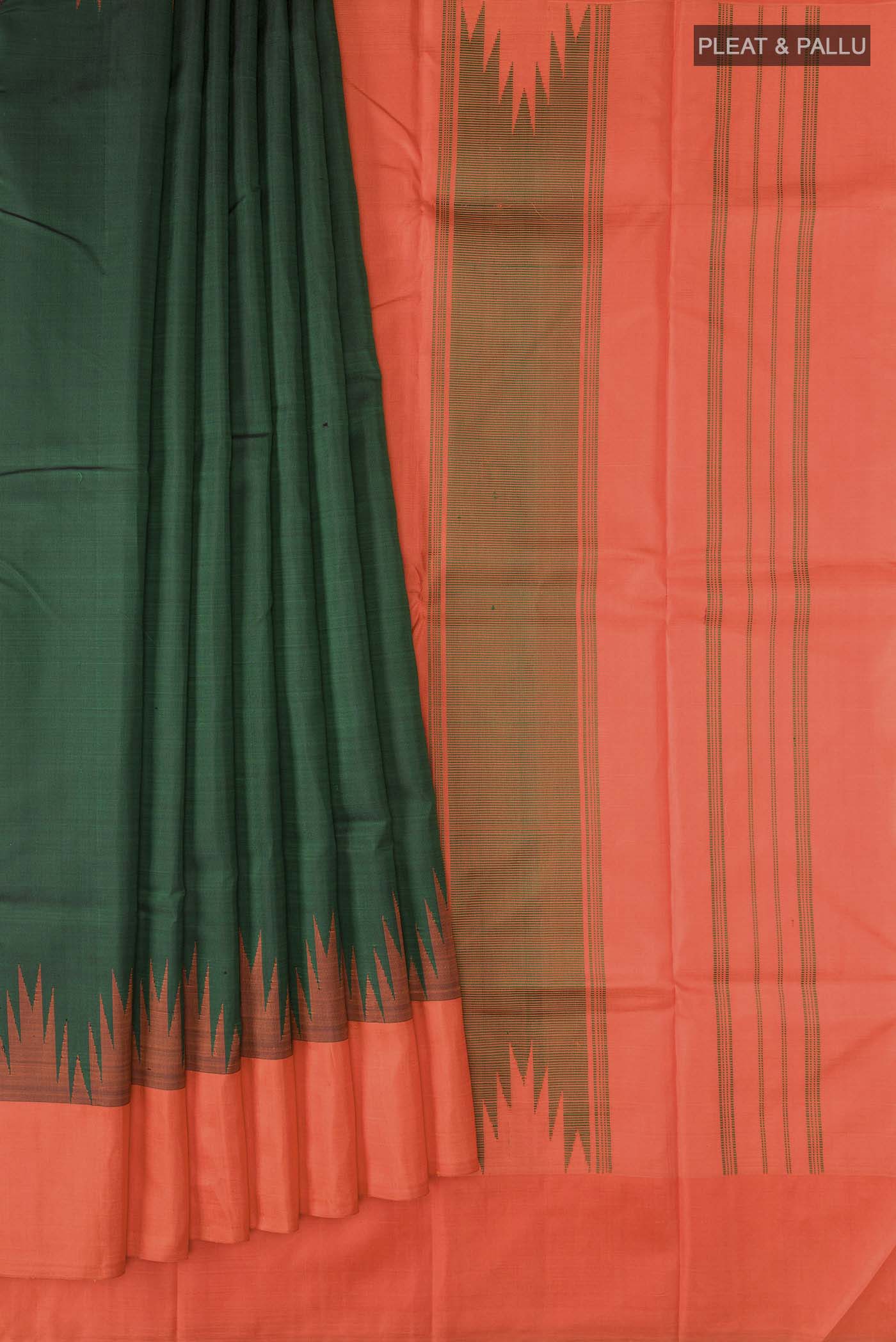 Green Kanchipuram Silk Saree - Image 4
