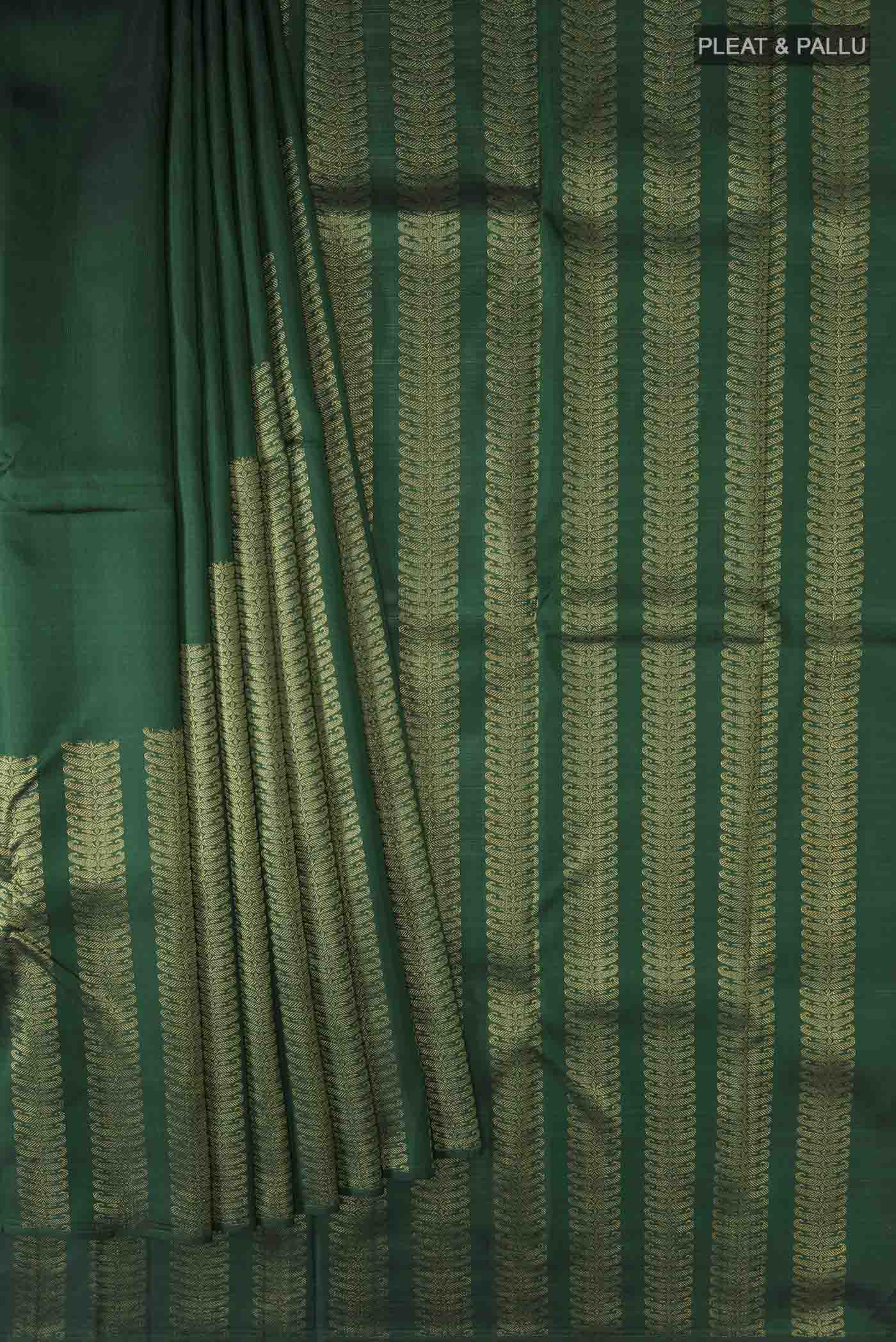 Green Kanchipuram Silk Saree - Image 4