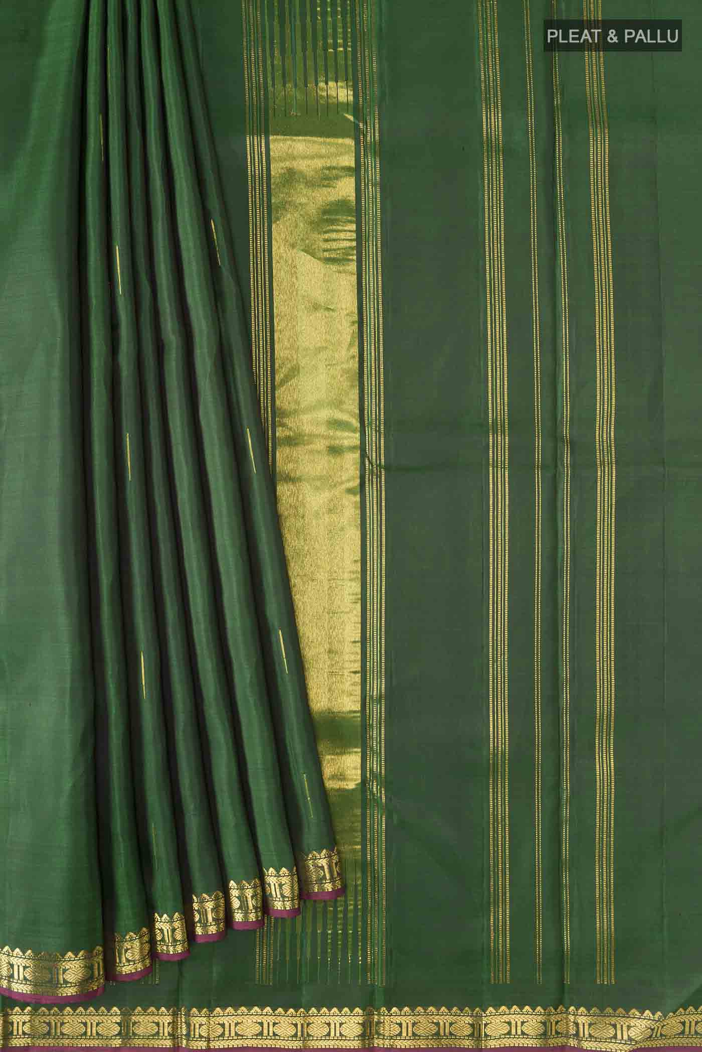 Green Kanchipuram Silk Saree - Image 4
