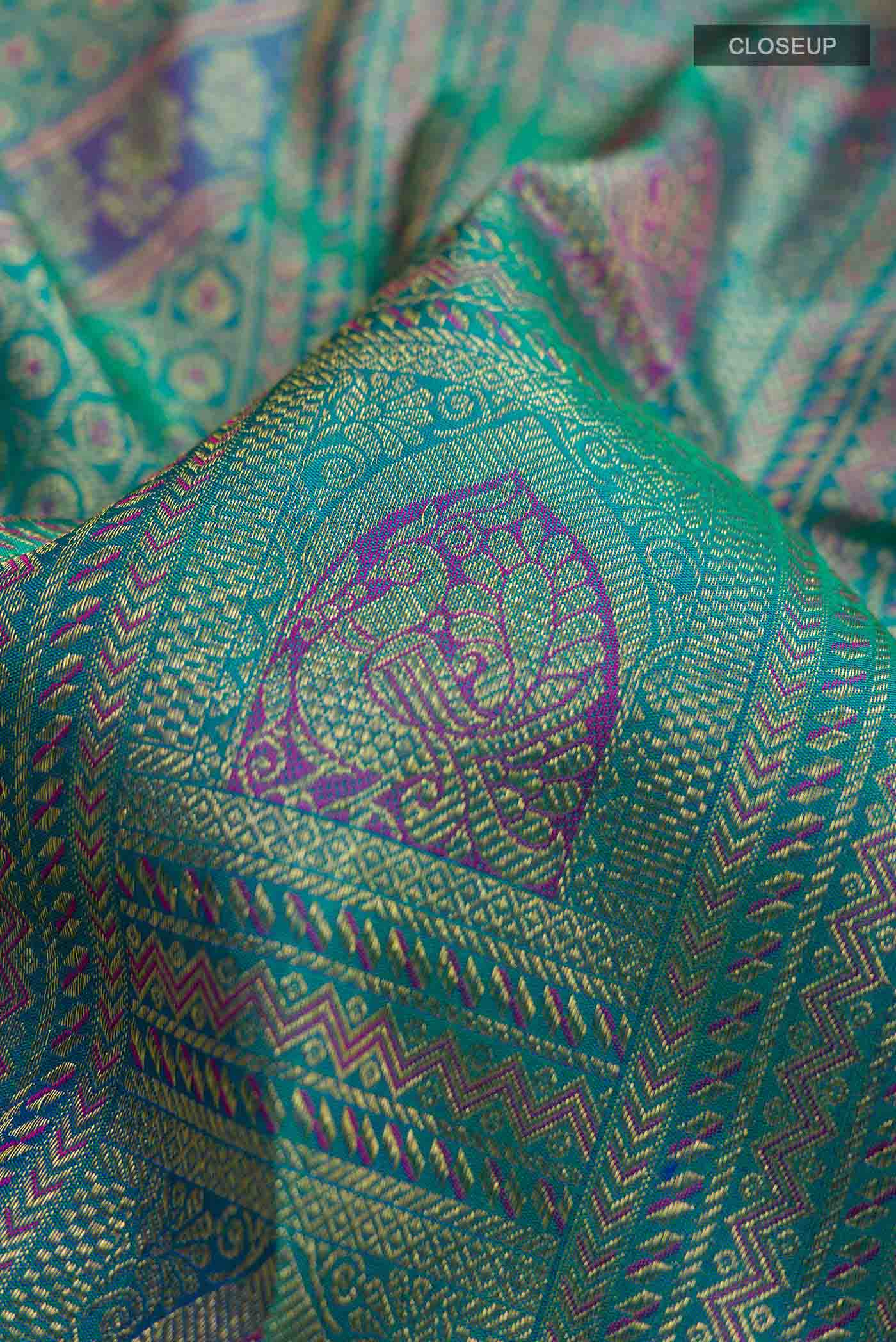 Green Kanchipuram Silk Saree - Image 2