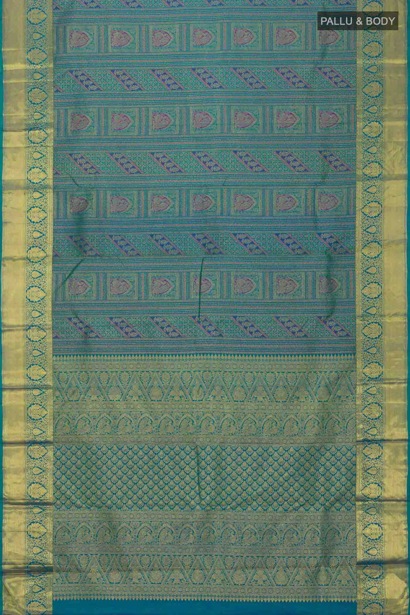 Green Kanchipuram Silk Saree - Image 6