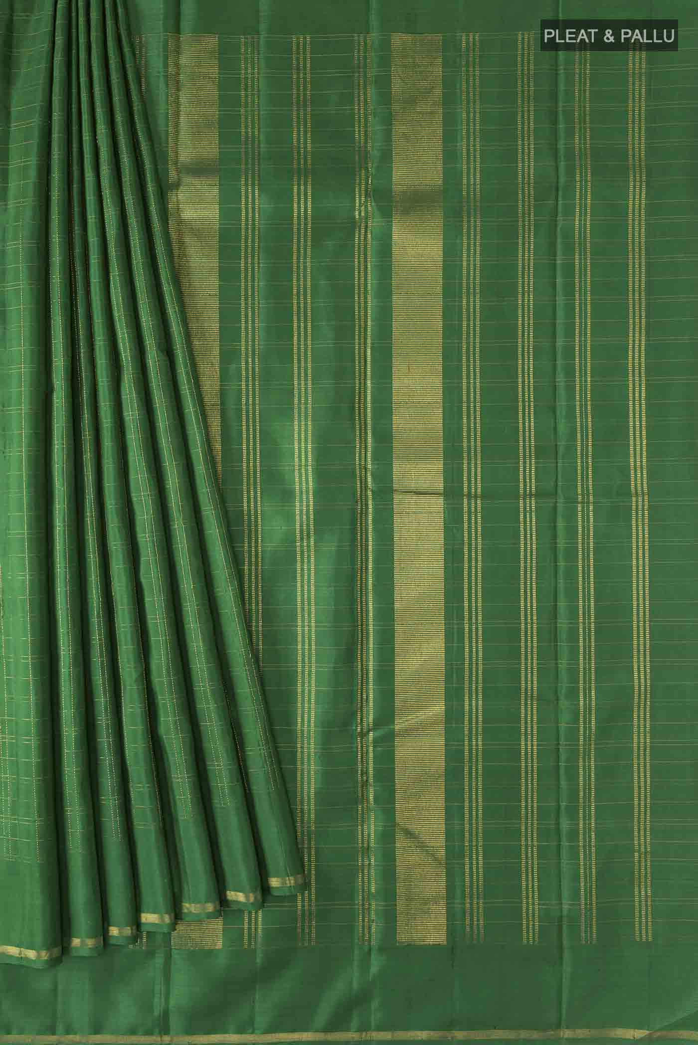 Green Kanchipuram Silk Saree - Image 4