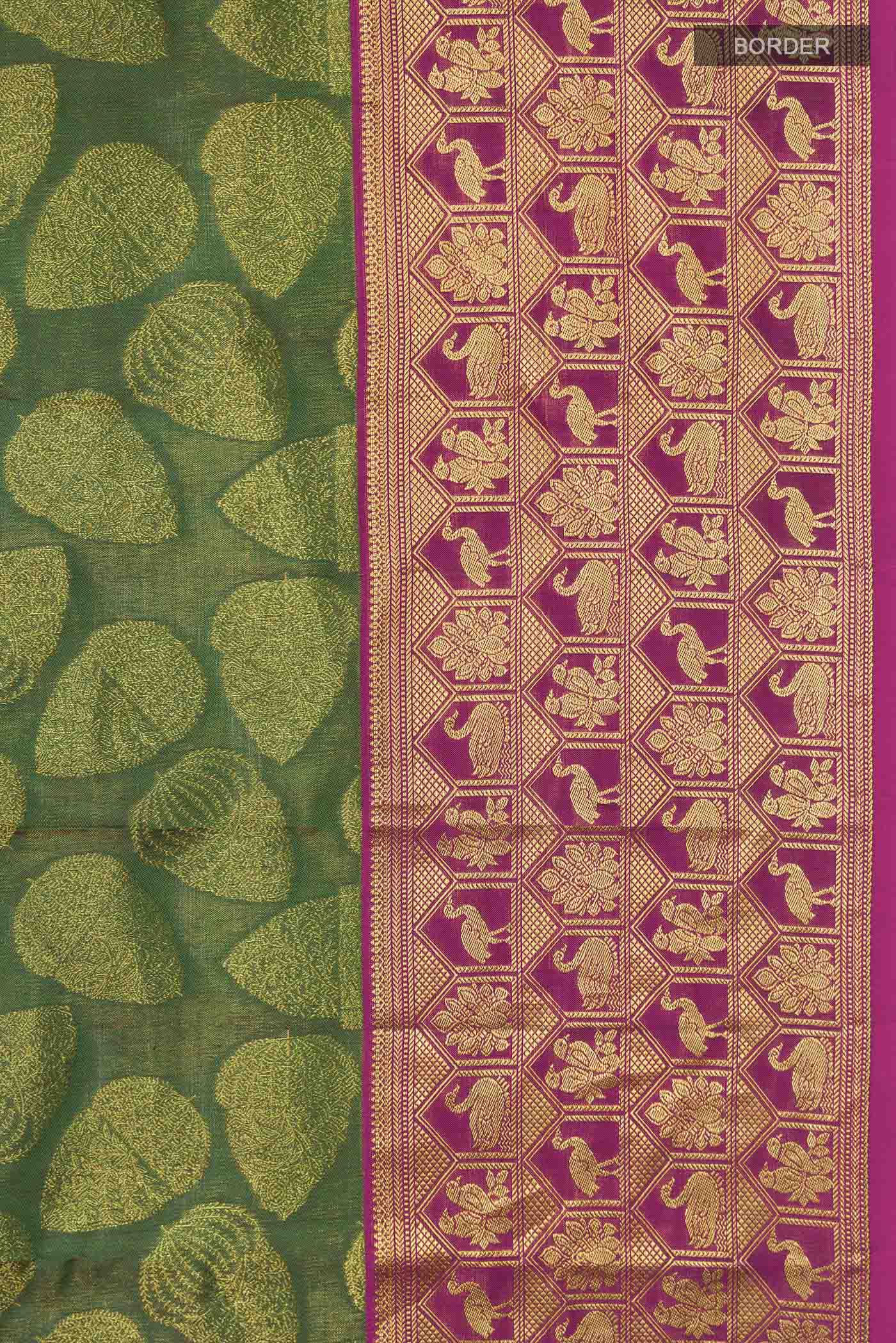 Green Kanchipuram Silk Saree - Image 3