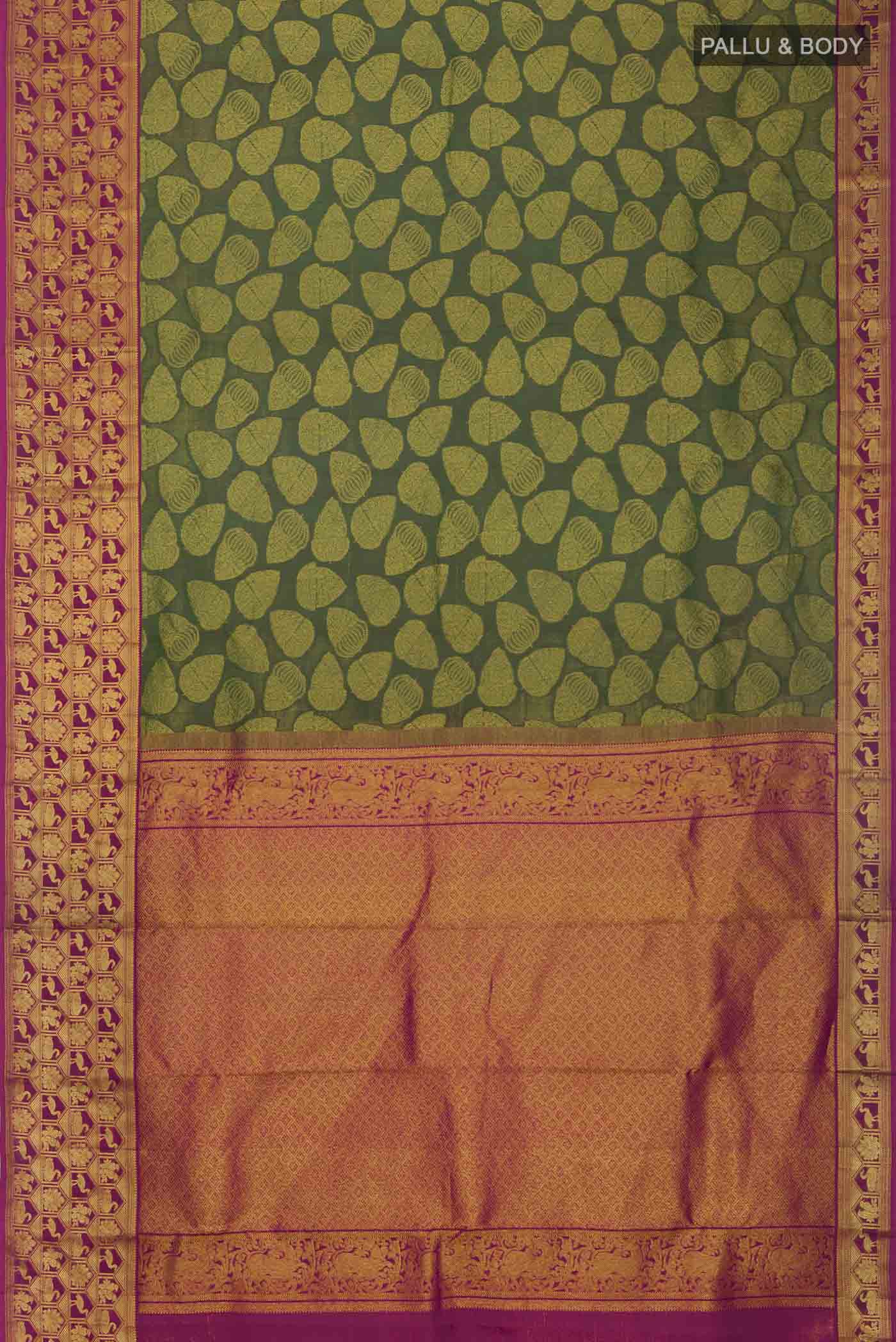 Green Kanchipuram Silk Saree - Image 6