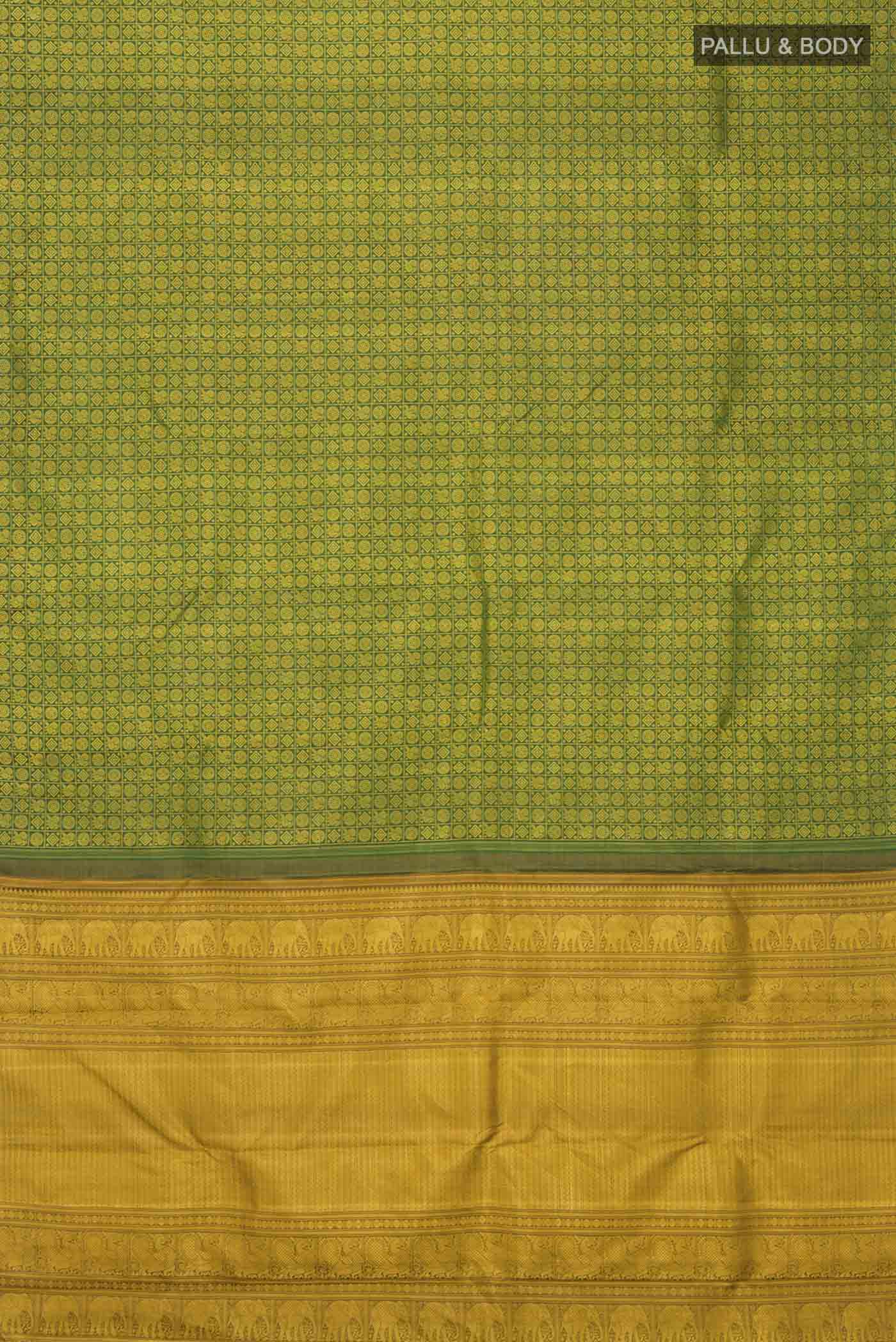 Green Kanchipuram Silk Saree - Image 6