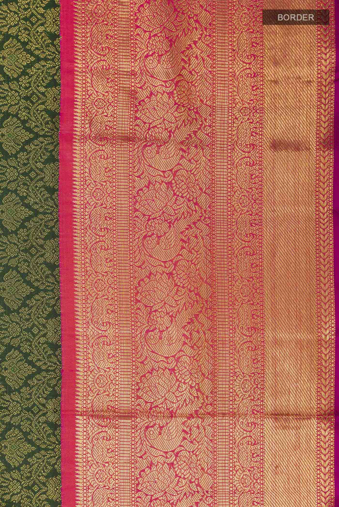 Green Kanchipuram Silk Saree - Image 3