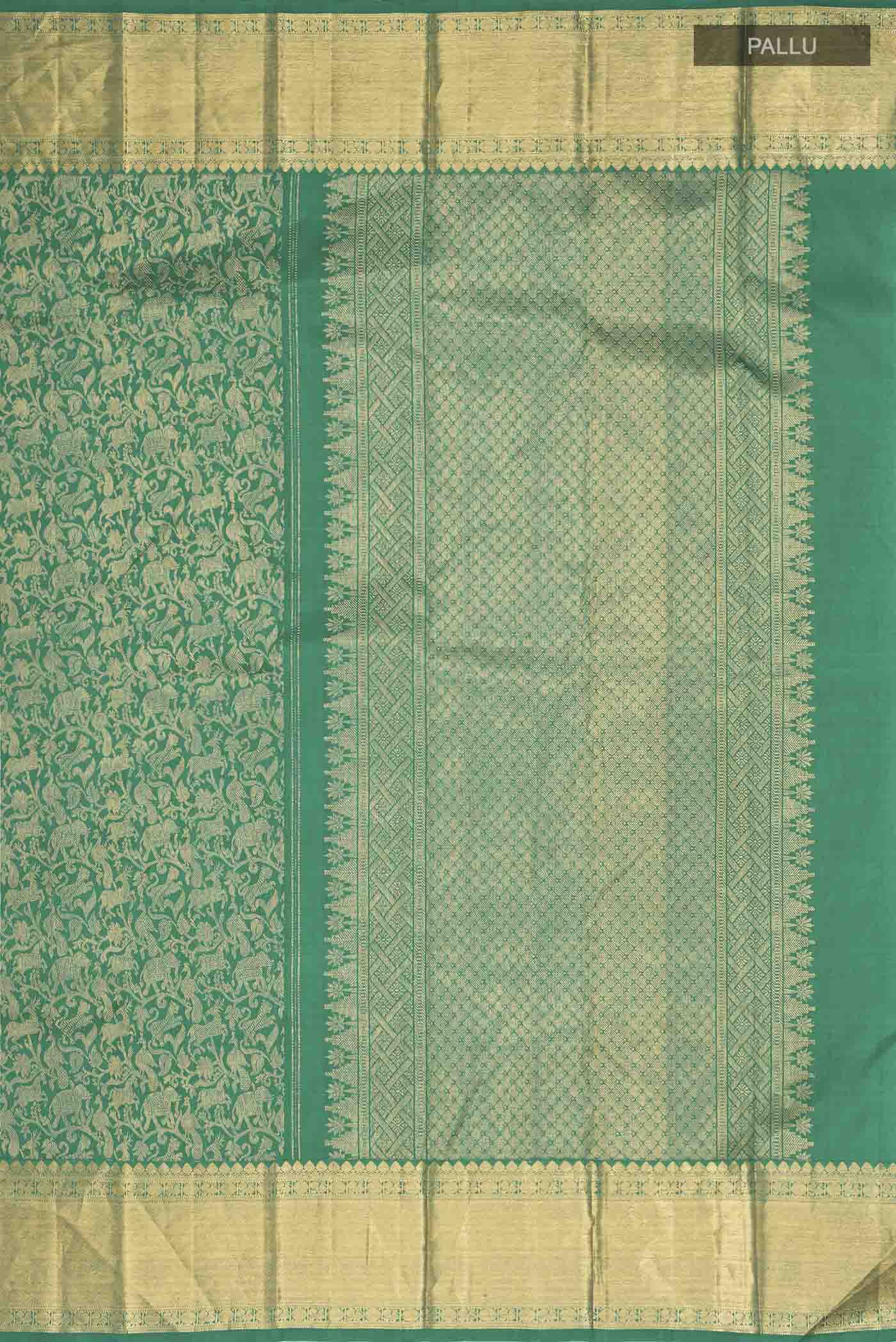 Green Kanchipuram Silk Saree - Image 7