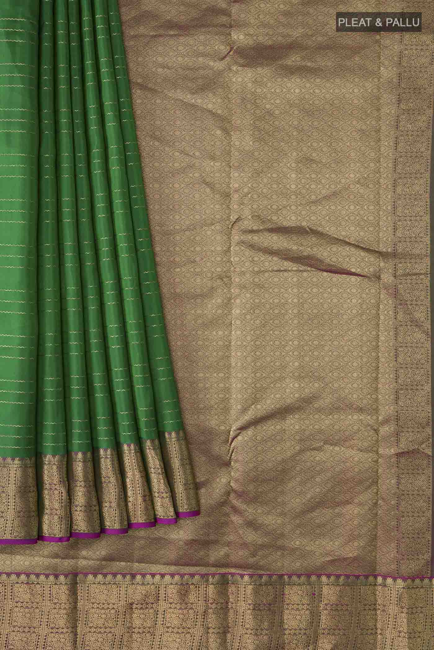 Green Kanchipuram Silk Saree - Image 4