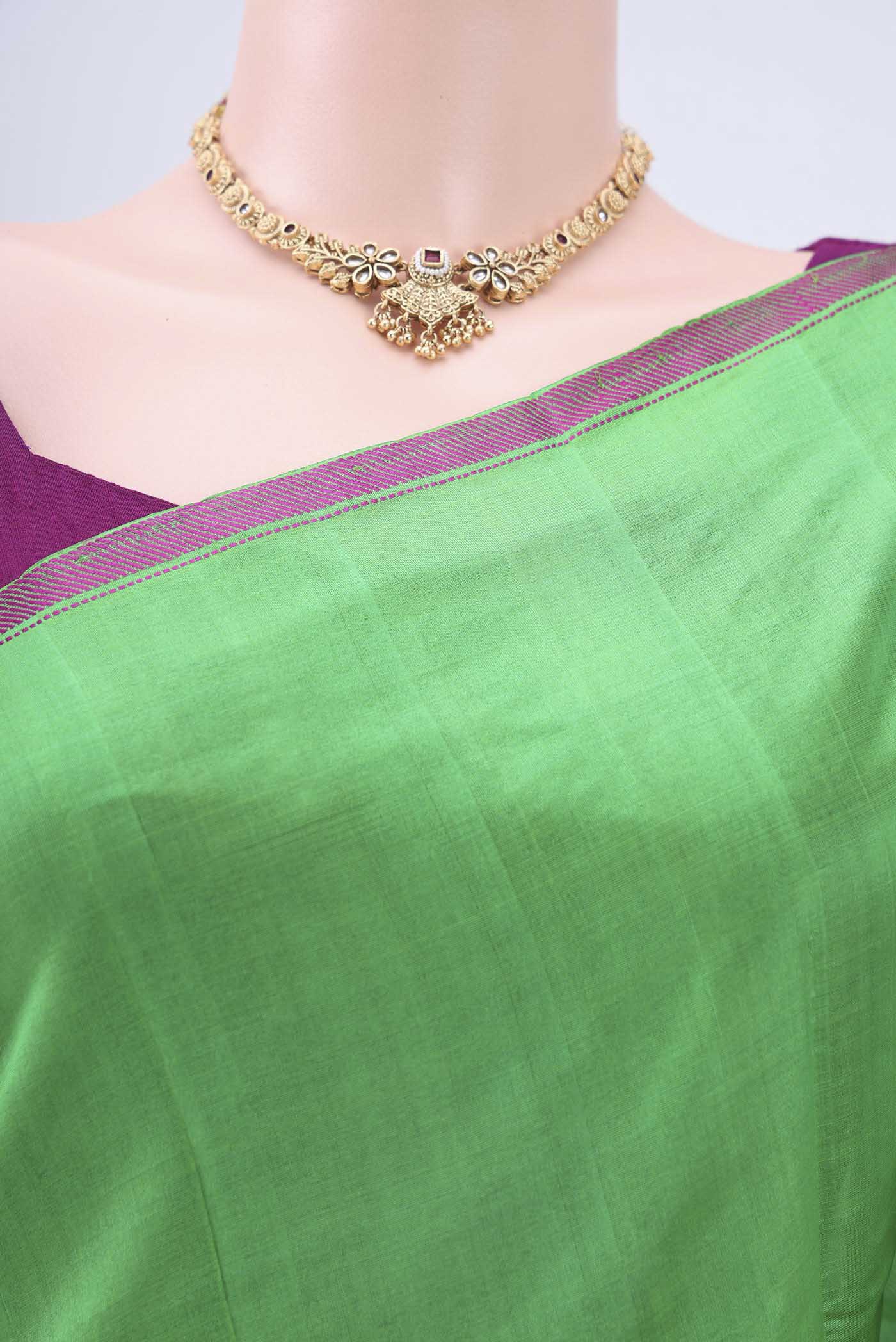 Green Kanchipuram Silk Saree - Image 2