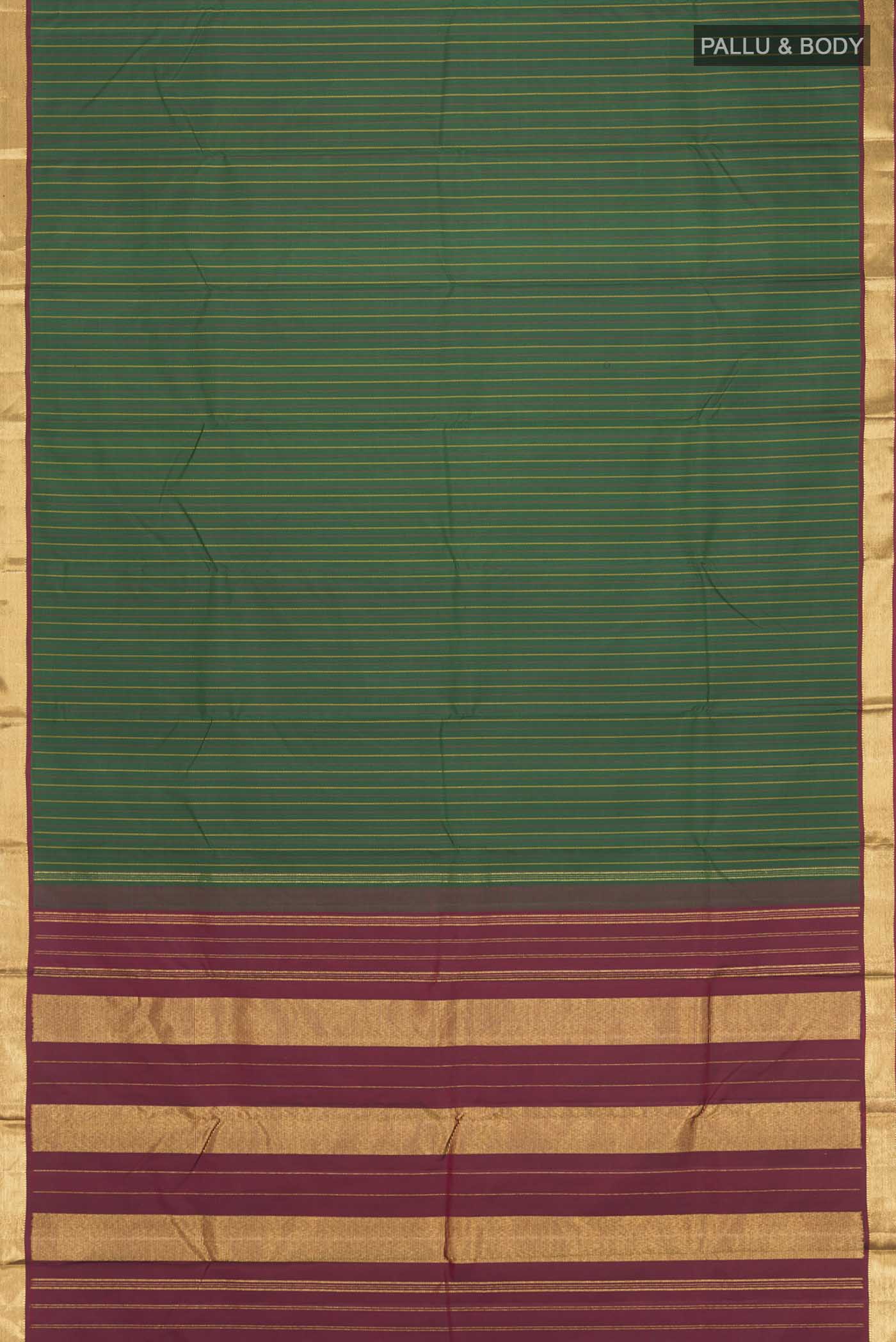 Green Kanchipuram Silk Saree - Image 6