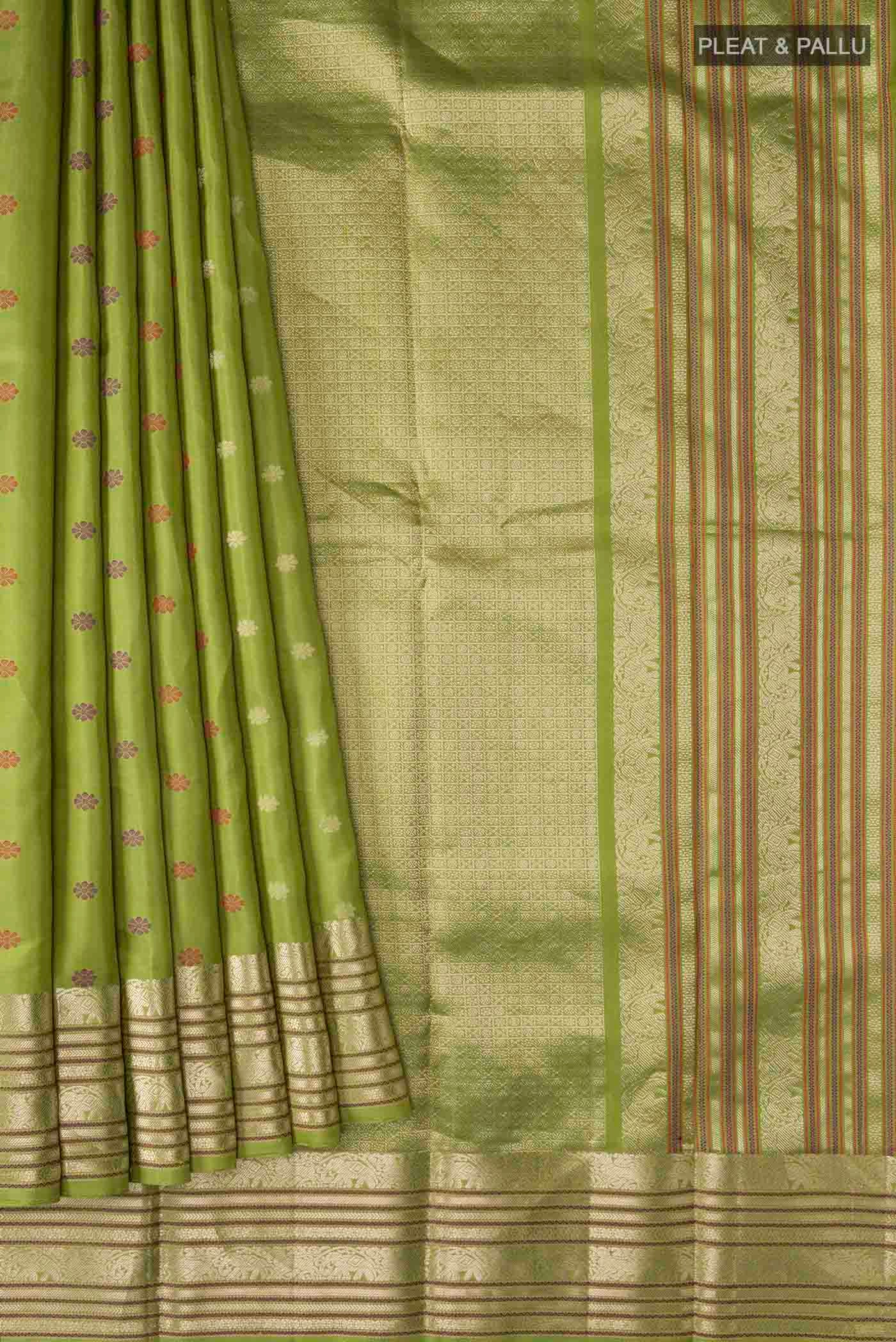Green Kanchipuram Silk Saree - Image 4