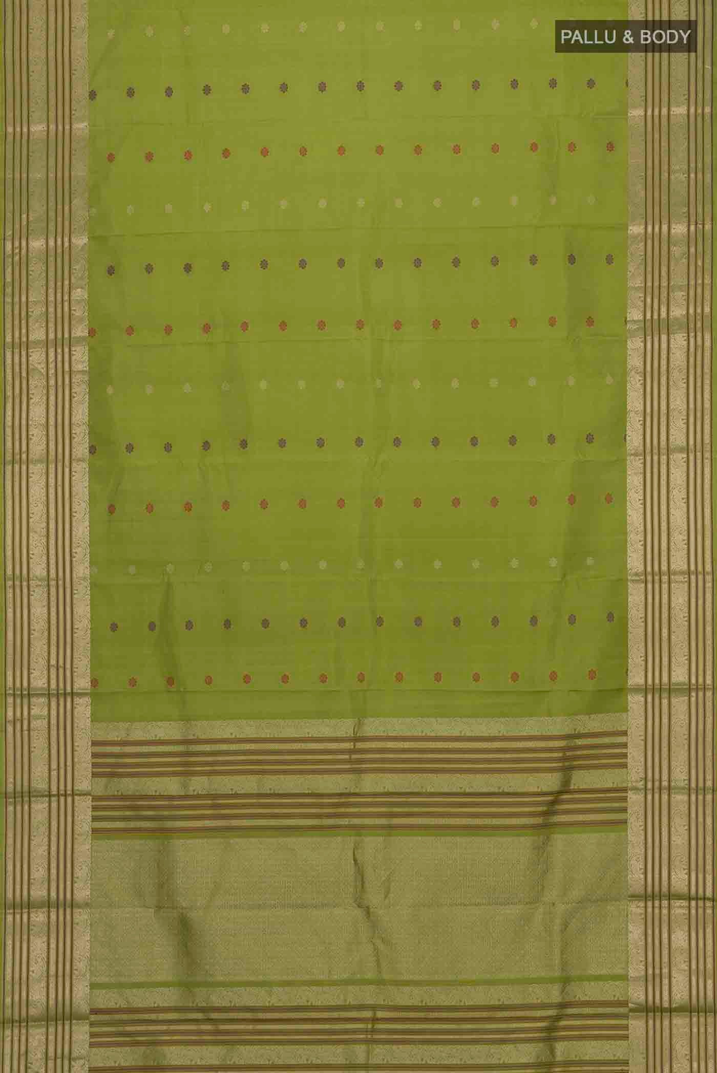 Green Kanchipuram Silk Saree - Image 6