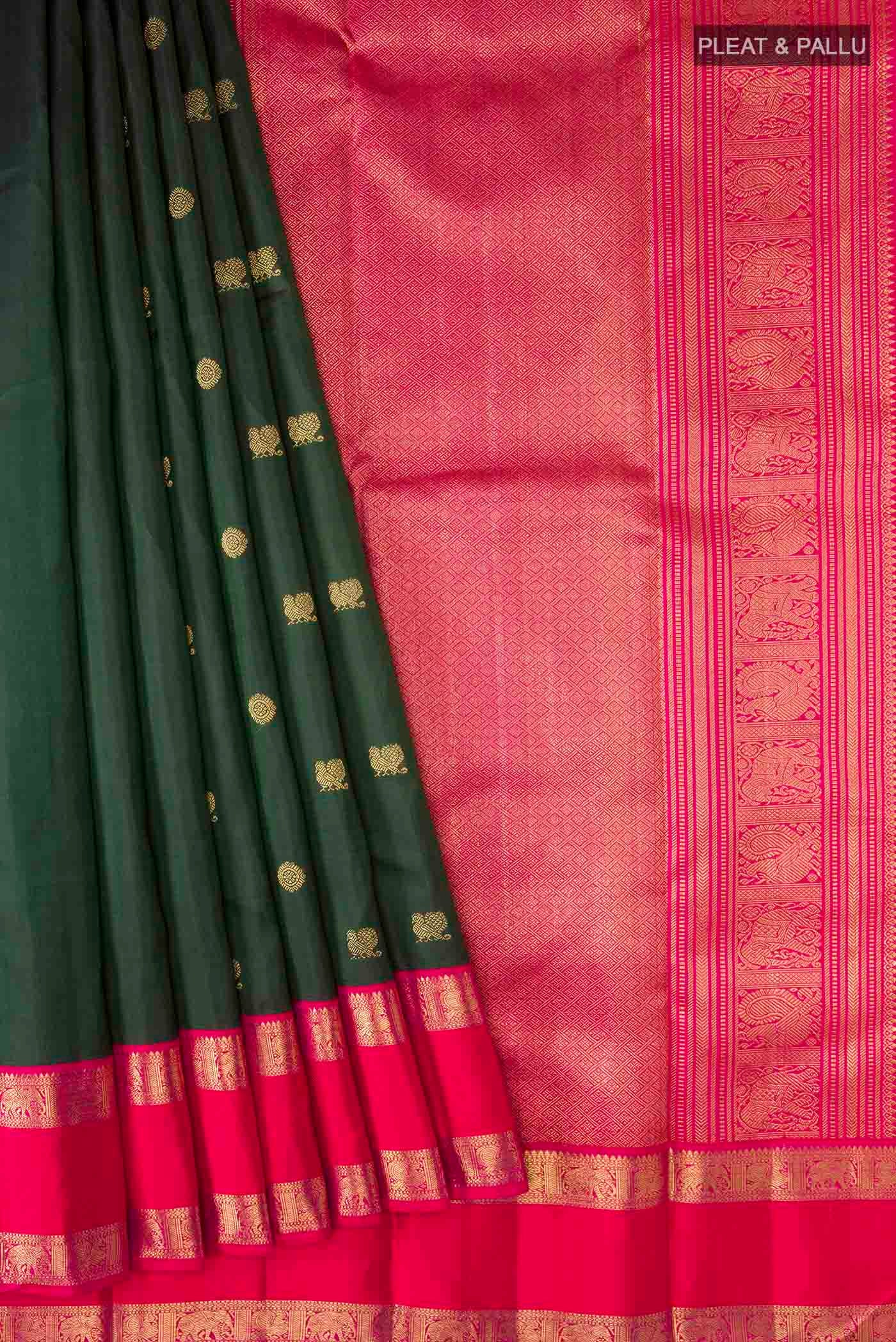 Green Kanjivaram Silk Saree - Image 4