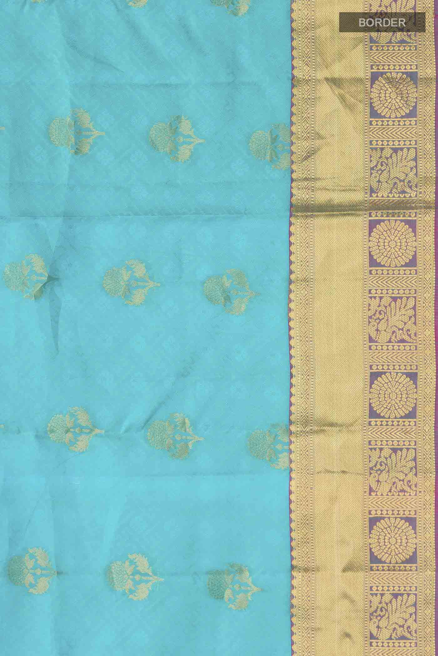 Blue Kanchipuram Silk Saree - Image 3