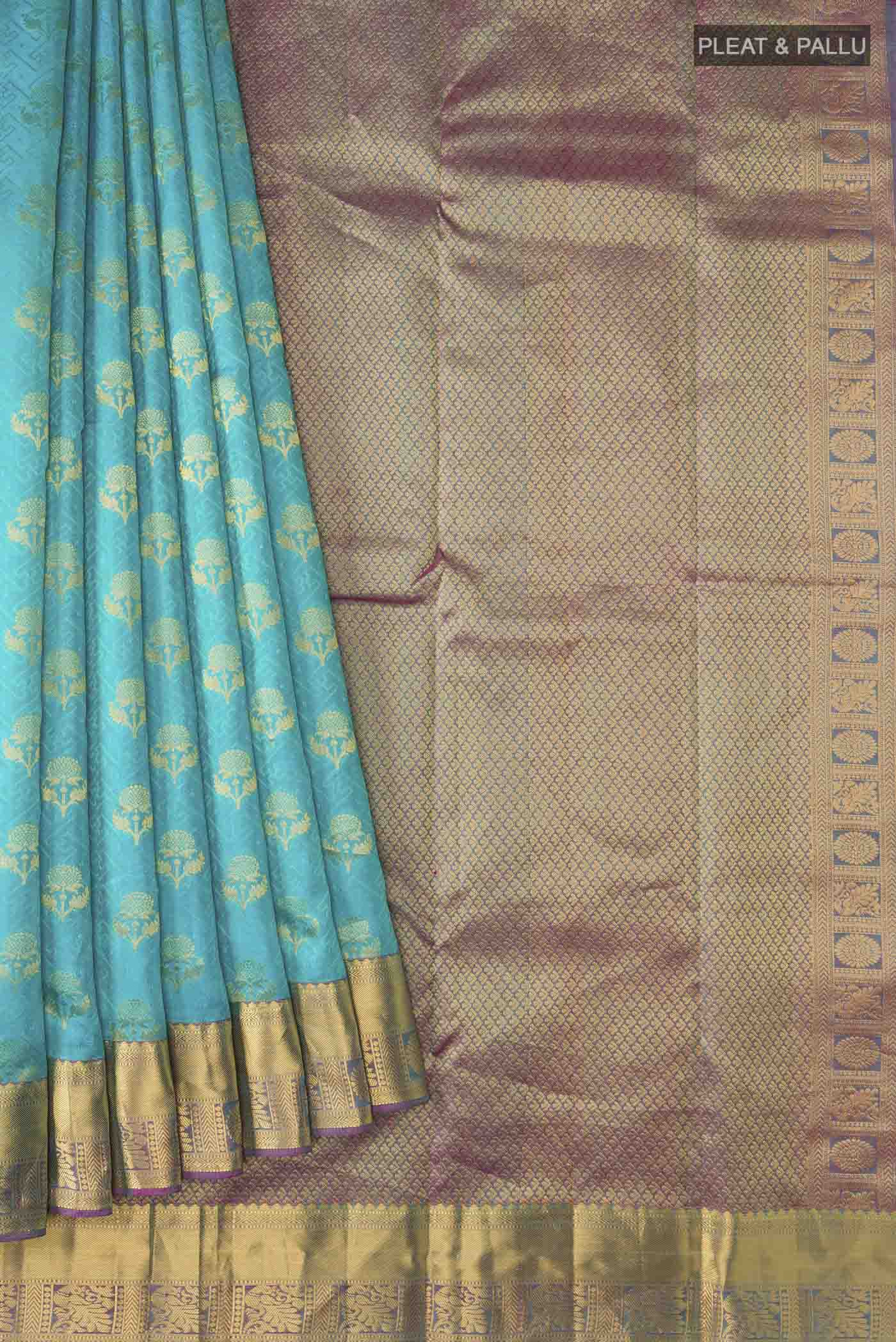 Blue Kanchipuram Silk Saree - Image 4