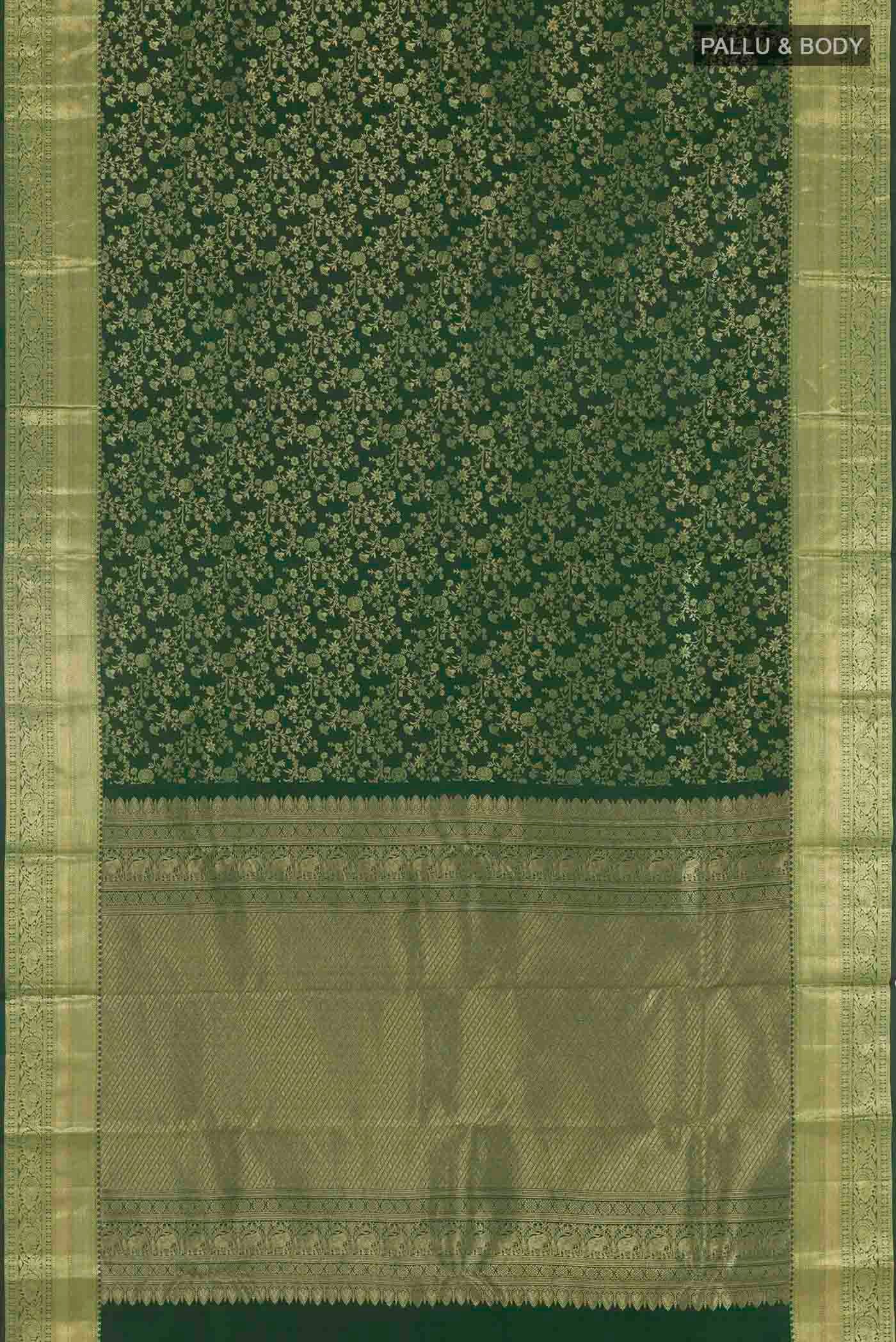 Green Kanchipuram Silk Saree - Image 3