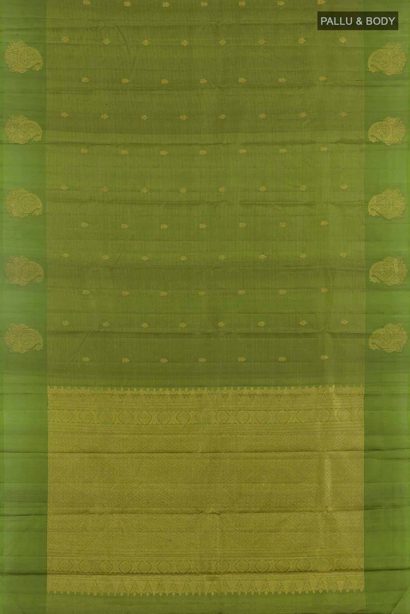 Green Kanchipuram Silk Saree - Image 3
