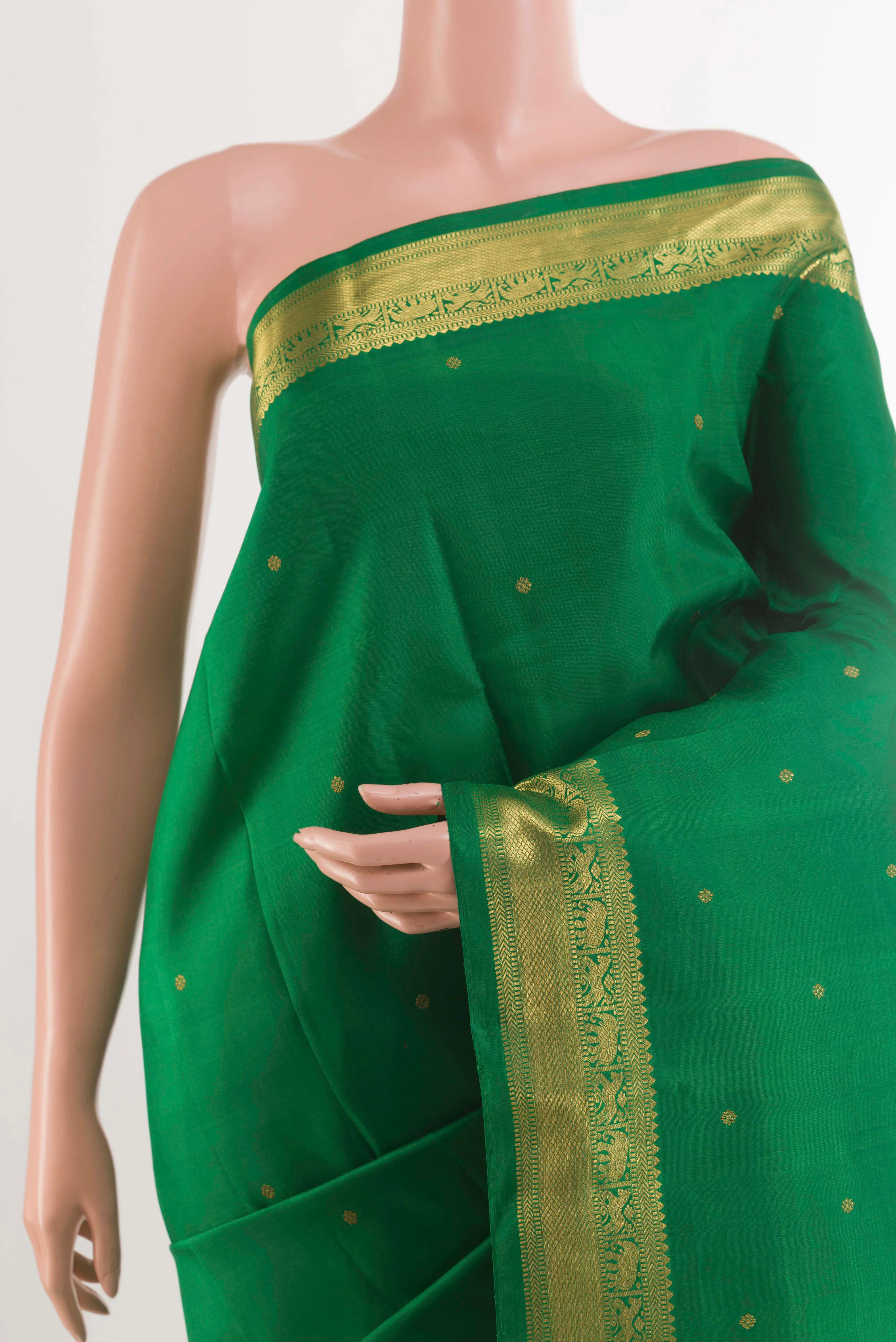 Pure Silk Pure Zari Green Kanchipuram Saree
