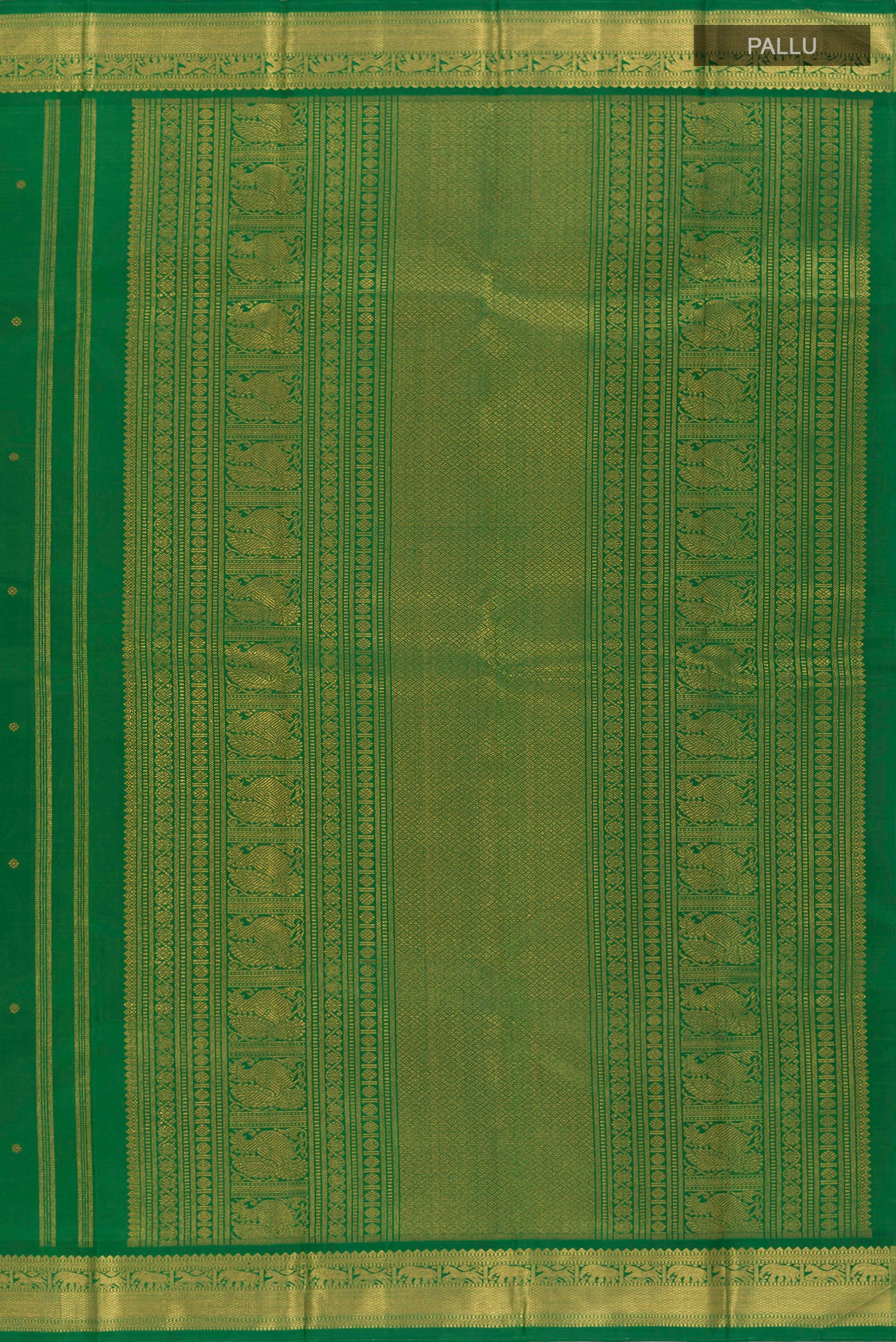 Pure Silk Pure Zari Green Kanchipuram Saree - Image 4