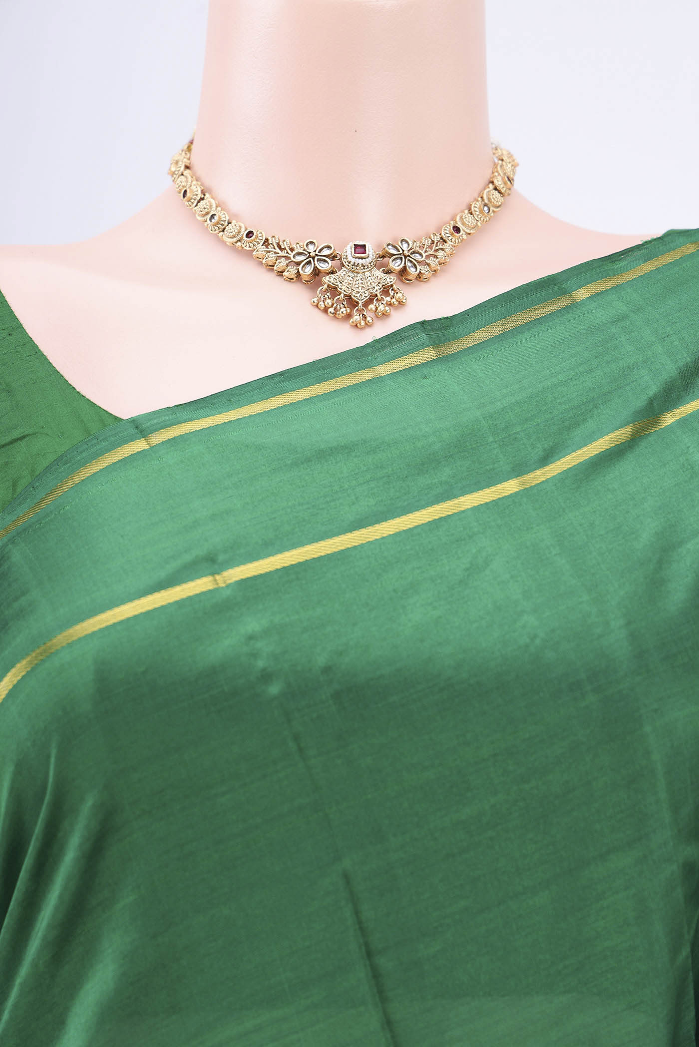 Green Kanchipuram Silk Saree - Image 2