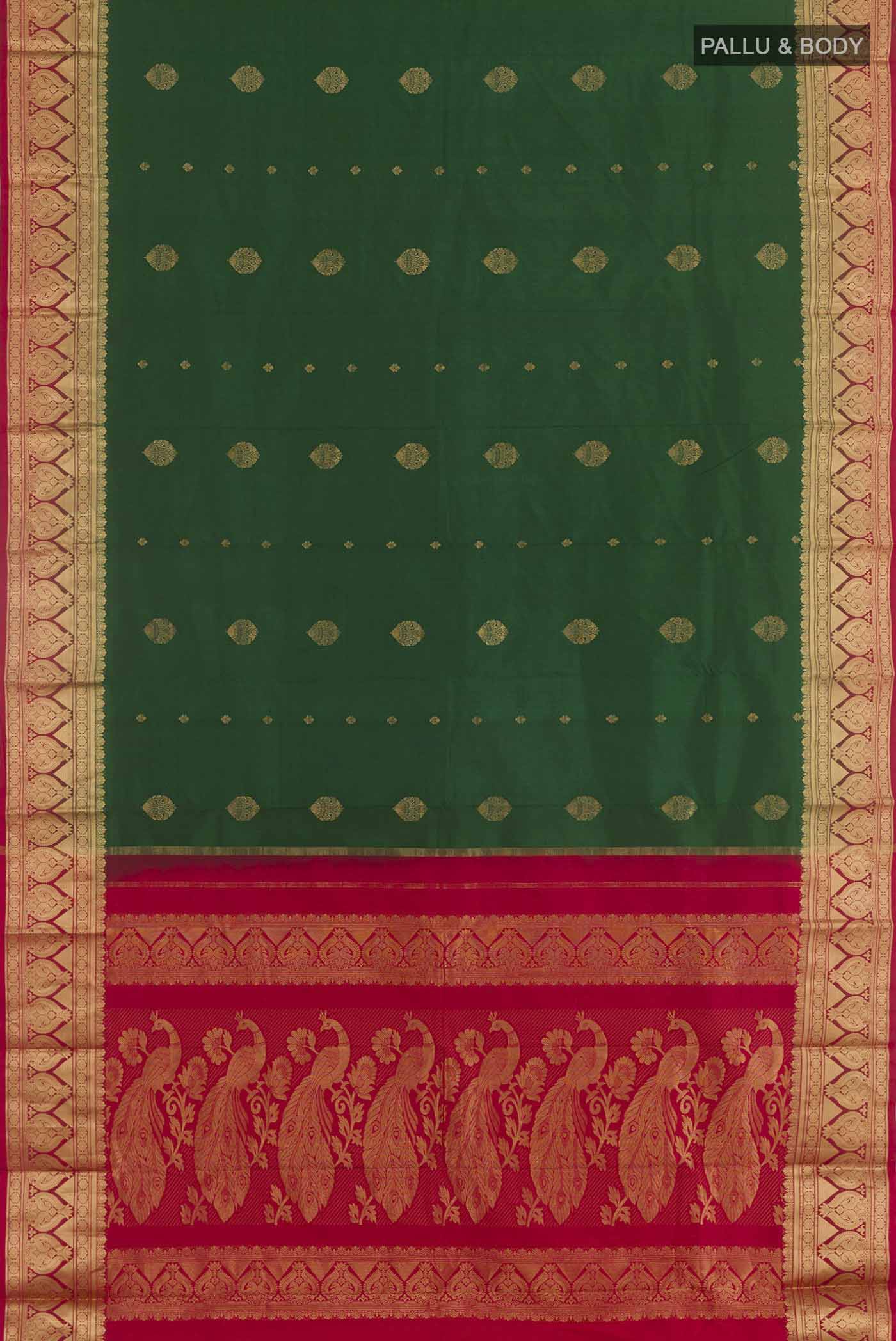 Green Bangalore Silk Saree - Image 3