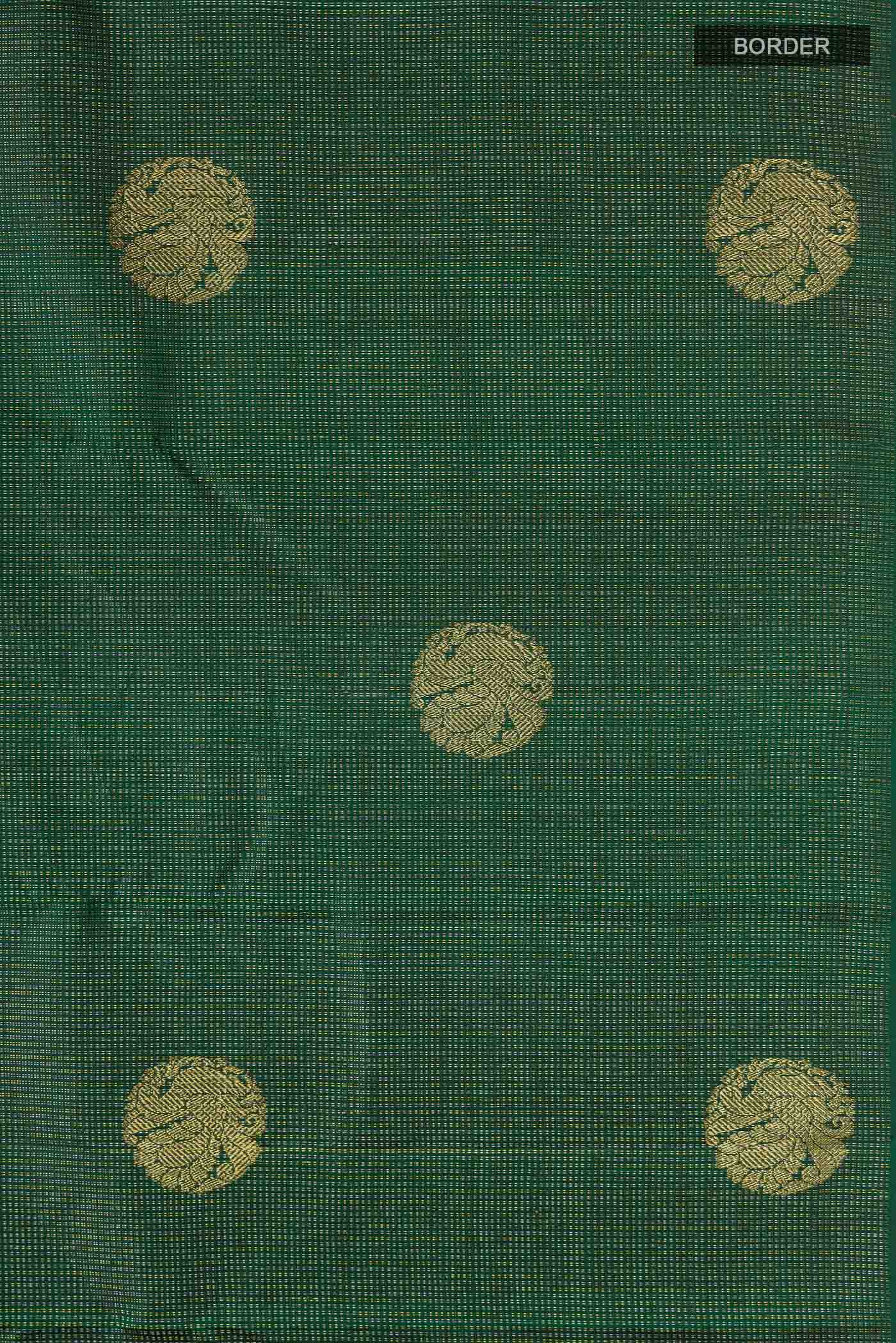 Green Kanchipuram Silk Saree - Image 3